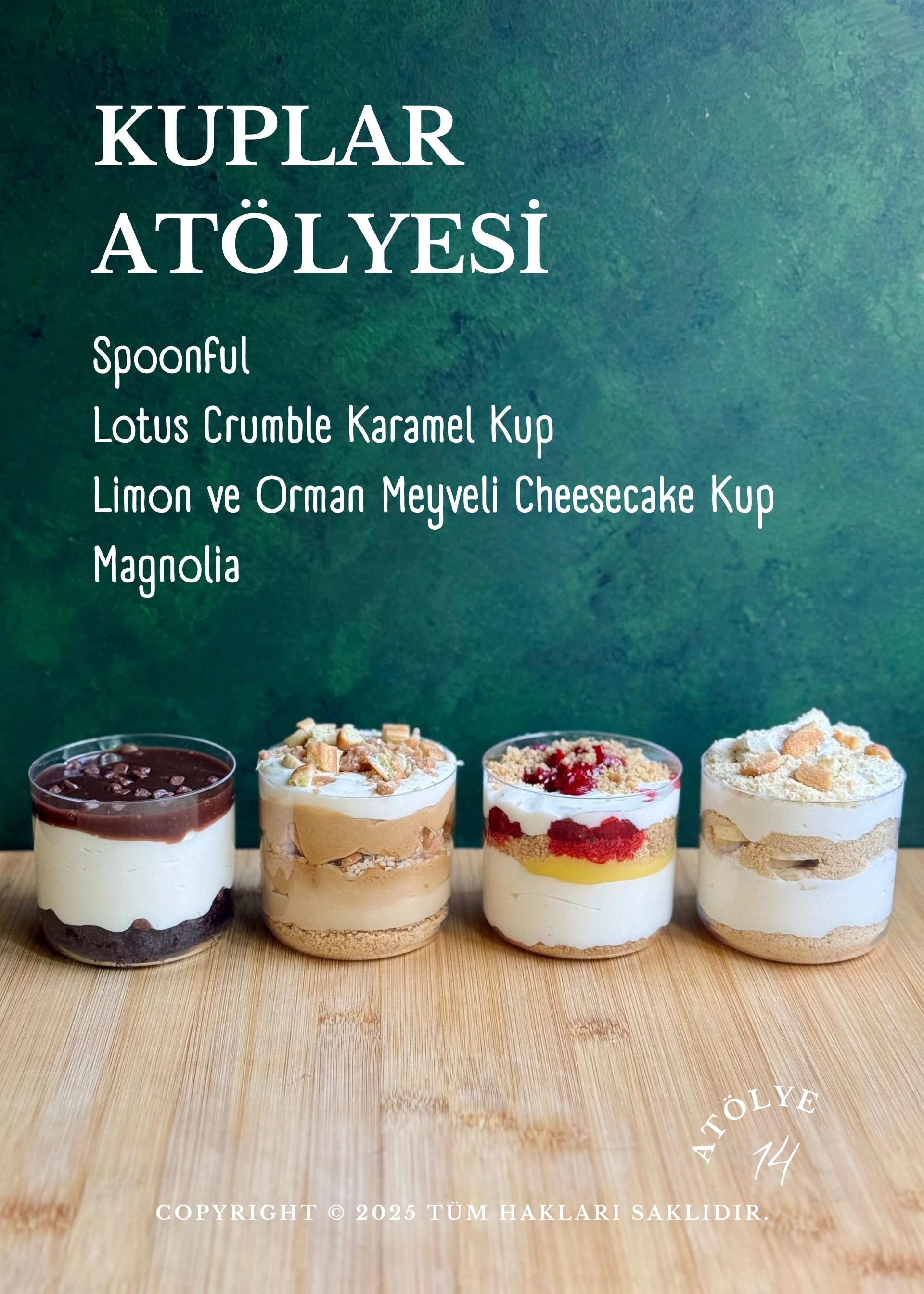 Profesyonel Danışmanlık Reçeteleri Serisi "Bölüm 1" Kuplar / Spoonful, Magnolia, Lotus Crumble Caramel Kup, Limon ve Frambuazlı No-bake Cheesecake Kup