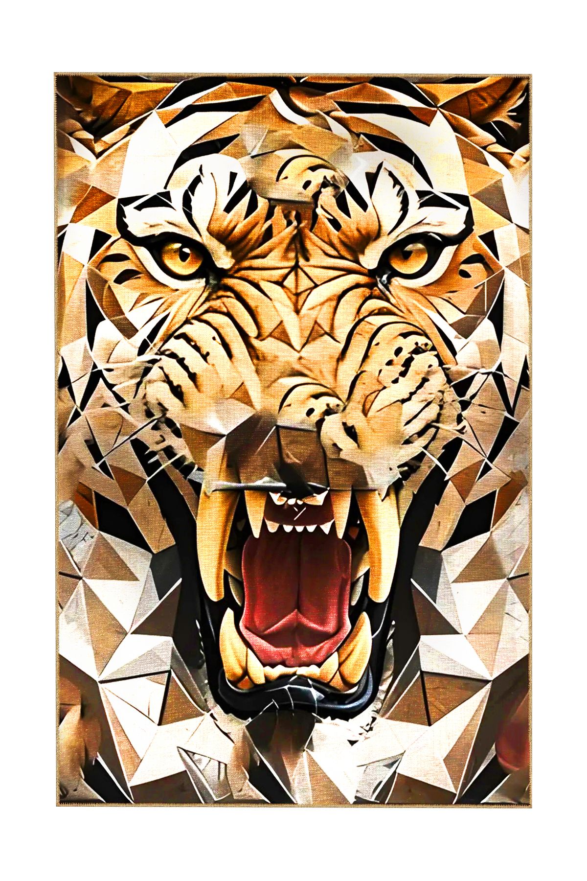 Animal Koleksiyonu Kahve Bej Tonlarda Kaplan Desenli Dokuma Taban Yıkanabilir Halı animal06