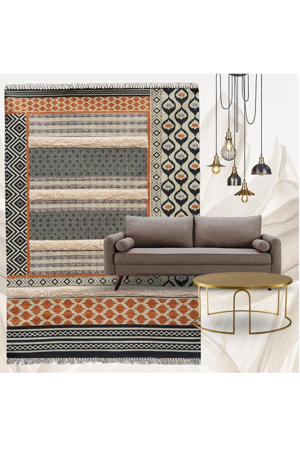 Rustik Kilim Grey Light Brown 4014 Bohem Kilim