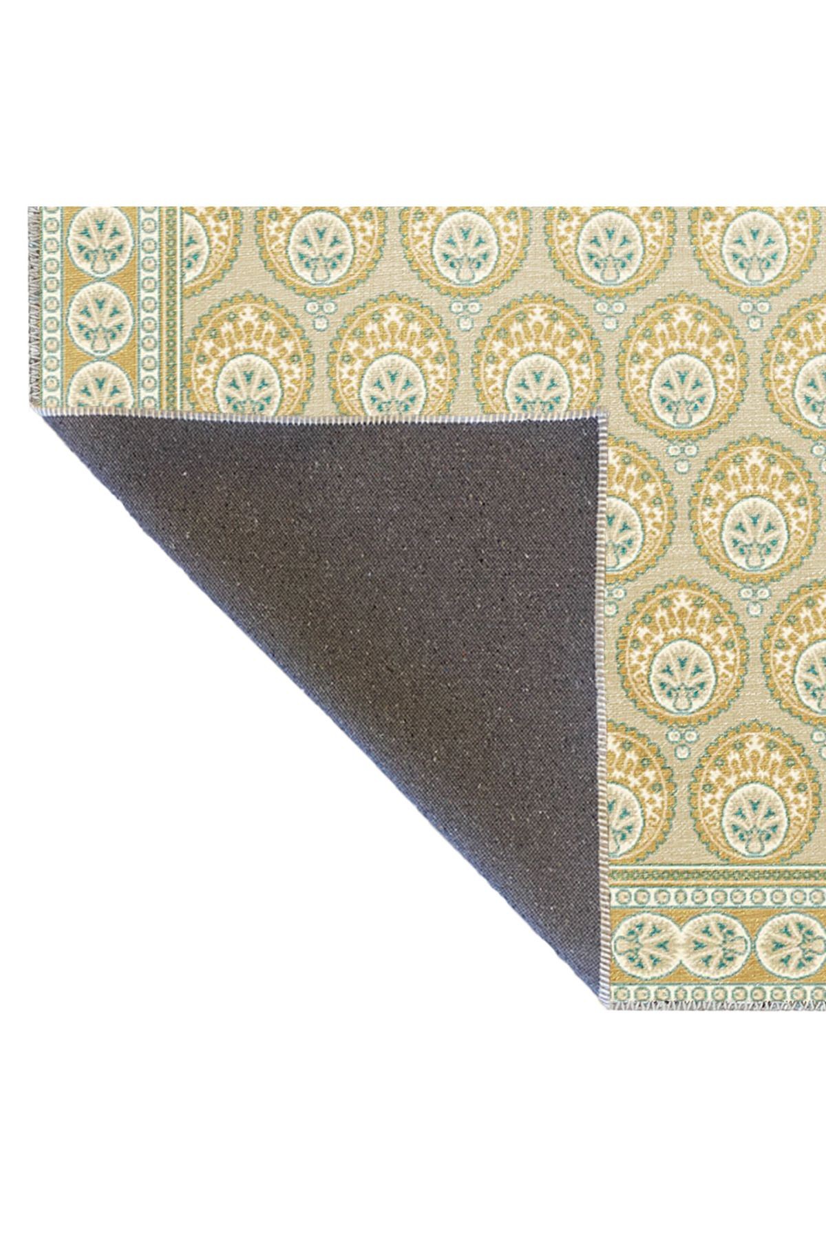 Bej Temalı Geleneksel Motif Etnik Desenli Vintage Dekoratif Halı 3354