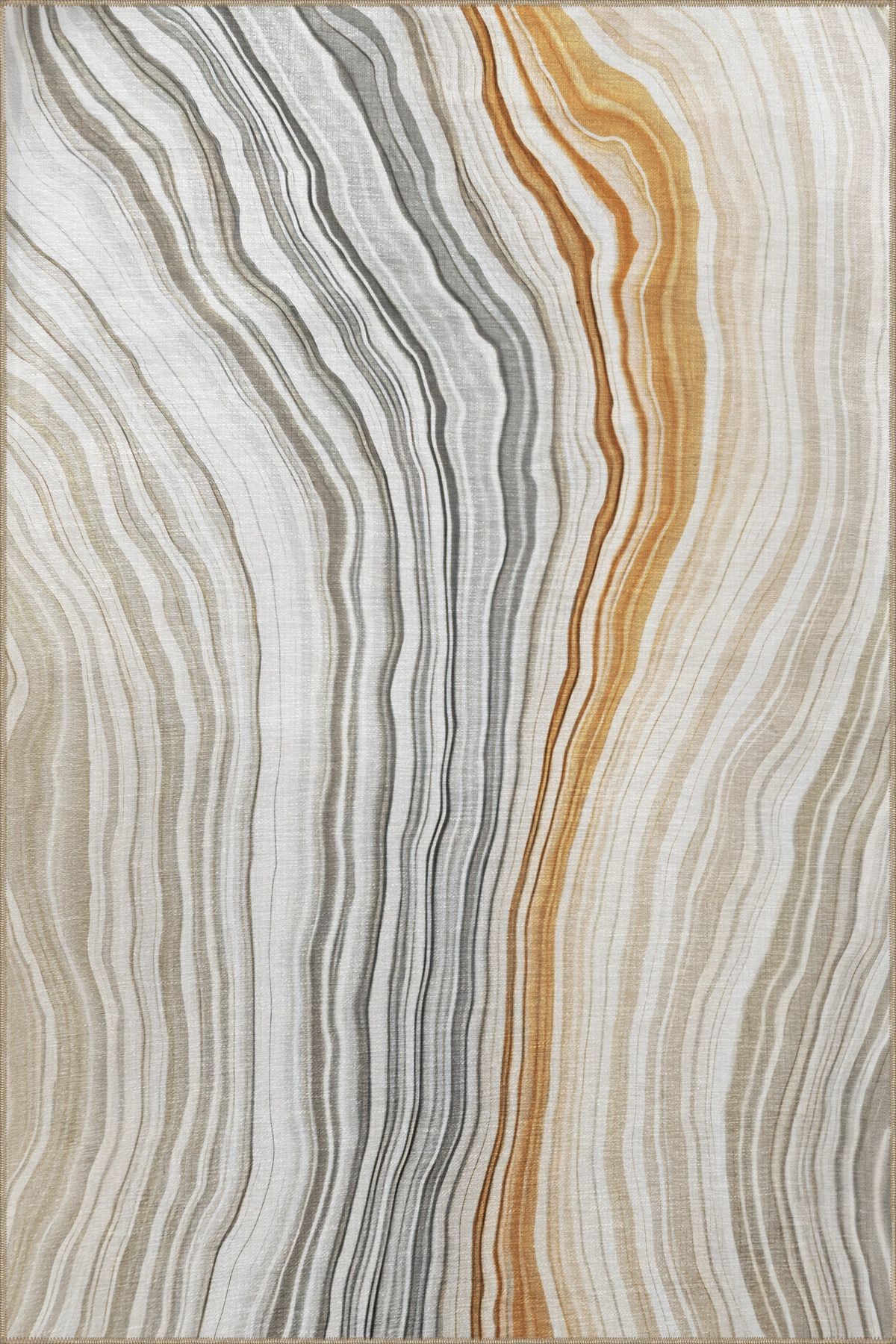 Bej Gri Temalı Çok Renkli Soyut Dalgalı Şerit Desenli Kreatif Modern Dekoratif Halı 2358