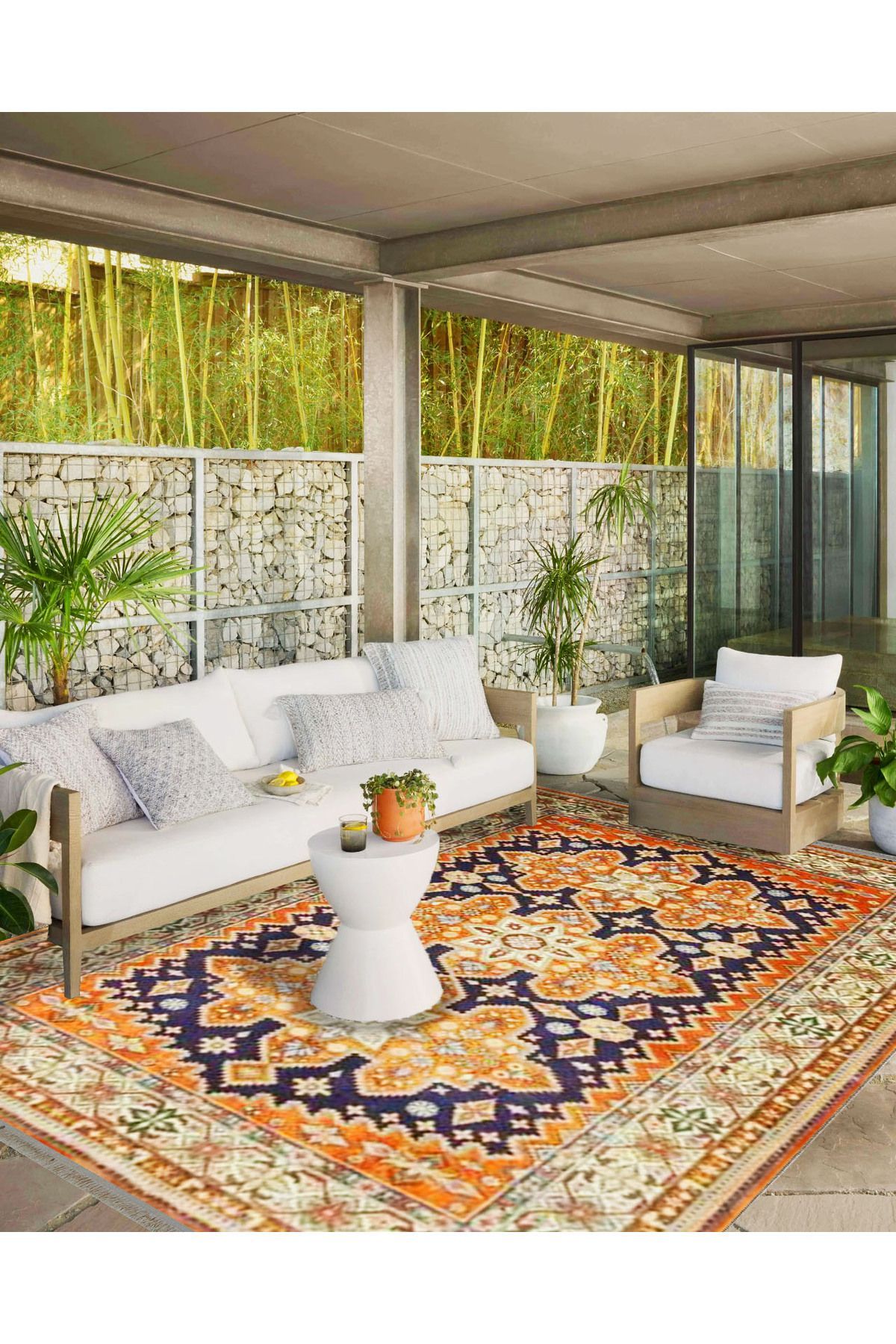 İnci Koleksiyonu Lacivert Bej Tema Geleneksel Desenli Dokuma Taban Vintage Dekoratif Halı inci19