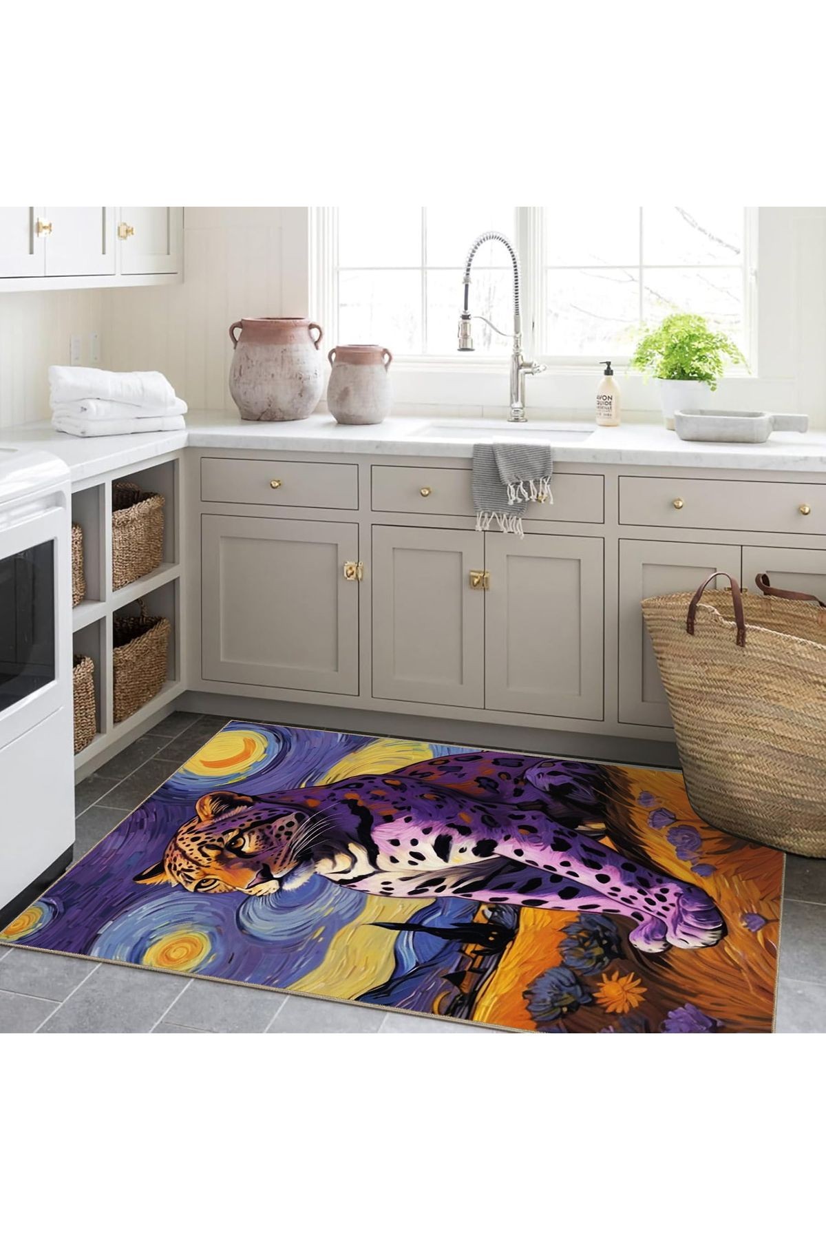 Atlas Koleksiyonu Soyut Tasarım Leopar Desenli Kreatif Modern Dekoratif Halı 52