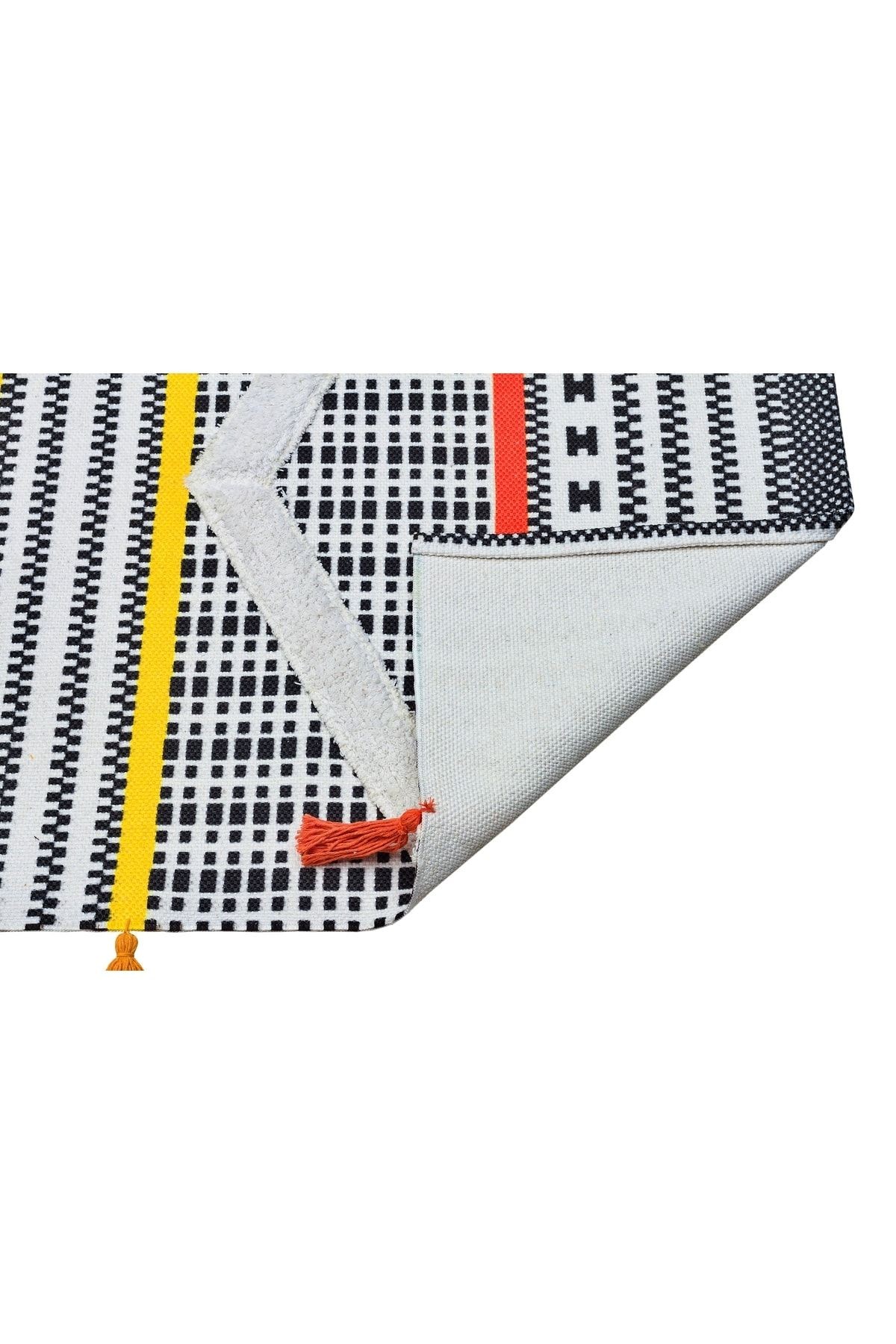 Rustik 4043 Kenarları Renkli Saçaklı Otantik Ve Etnik Desen Kilim