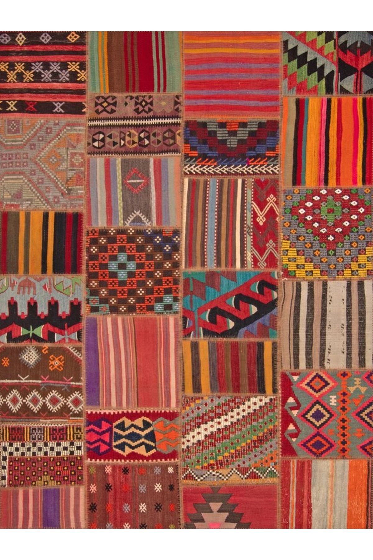 Aysu Koleksiyonu Çok Renkli Patchwork Görünümlü Dokuma Taban Modern Dekoratif Halı aysu15