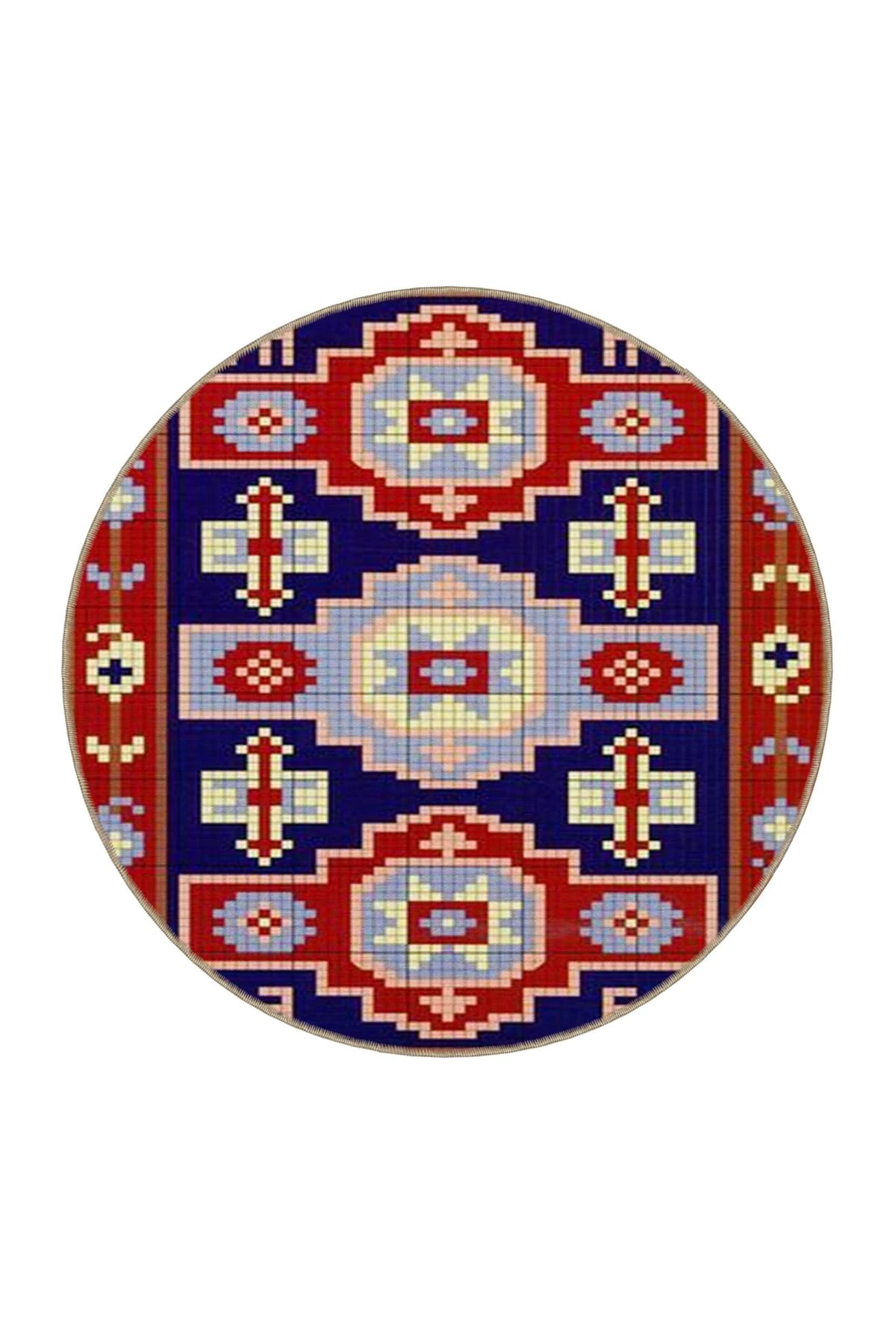 Geleneksel Geometrik Desenli Kırmızı Dokuma Taban Halı 4272