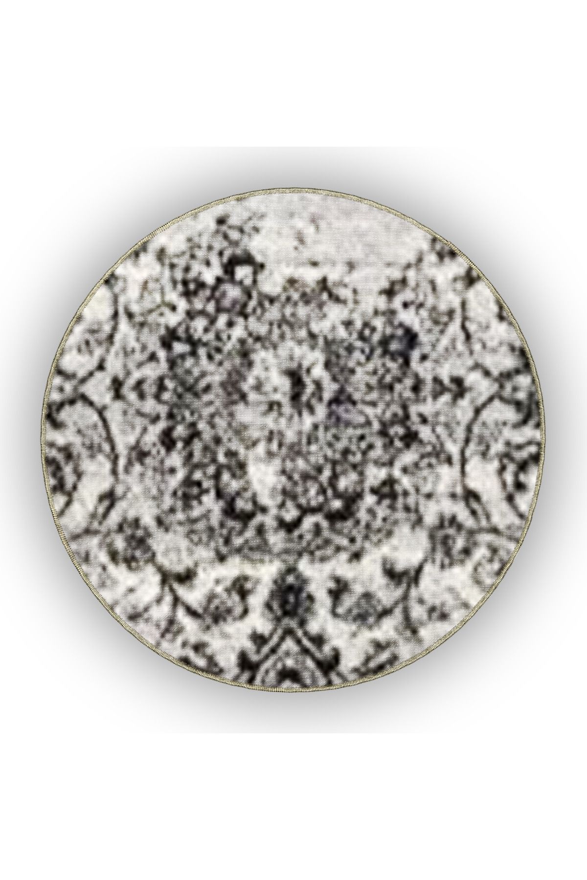 Gri Temalı Soyut Geleneksel Motif Desenli Vintage Dekoratif Halı 4931