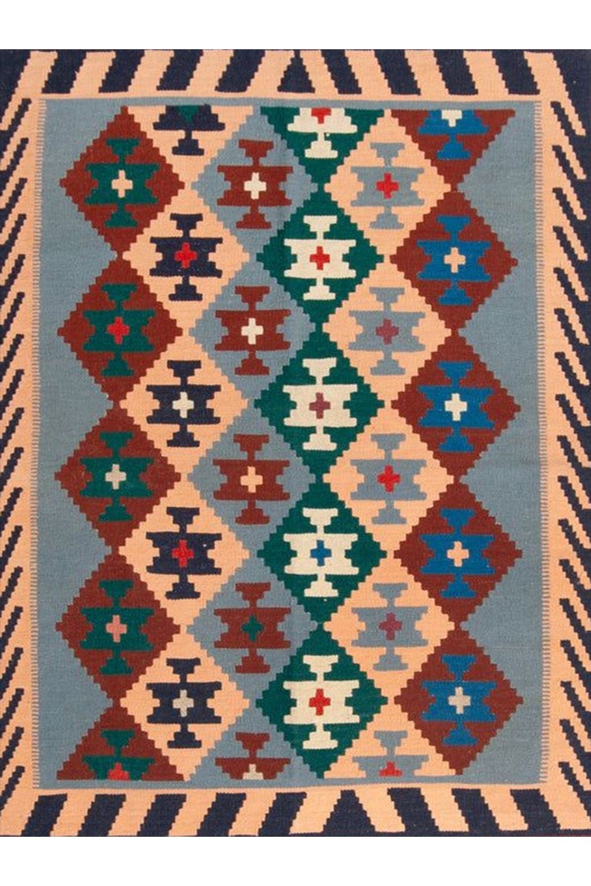 Aysu Koleksiyonu Pastel Tonlarda Etnik Desenli Dokuma Taban Modern Dekoratif Halı aysu25