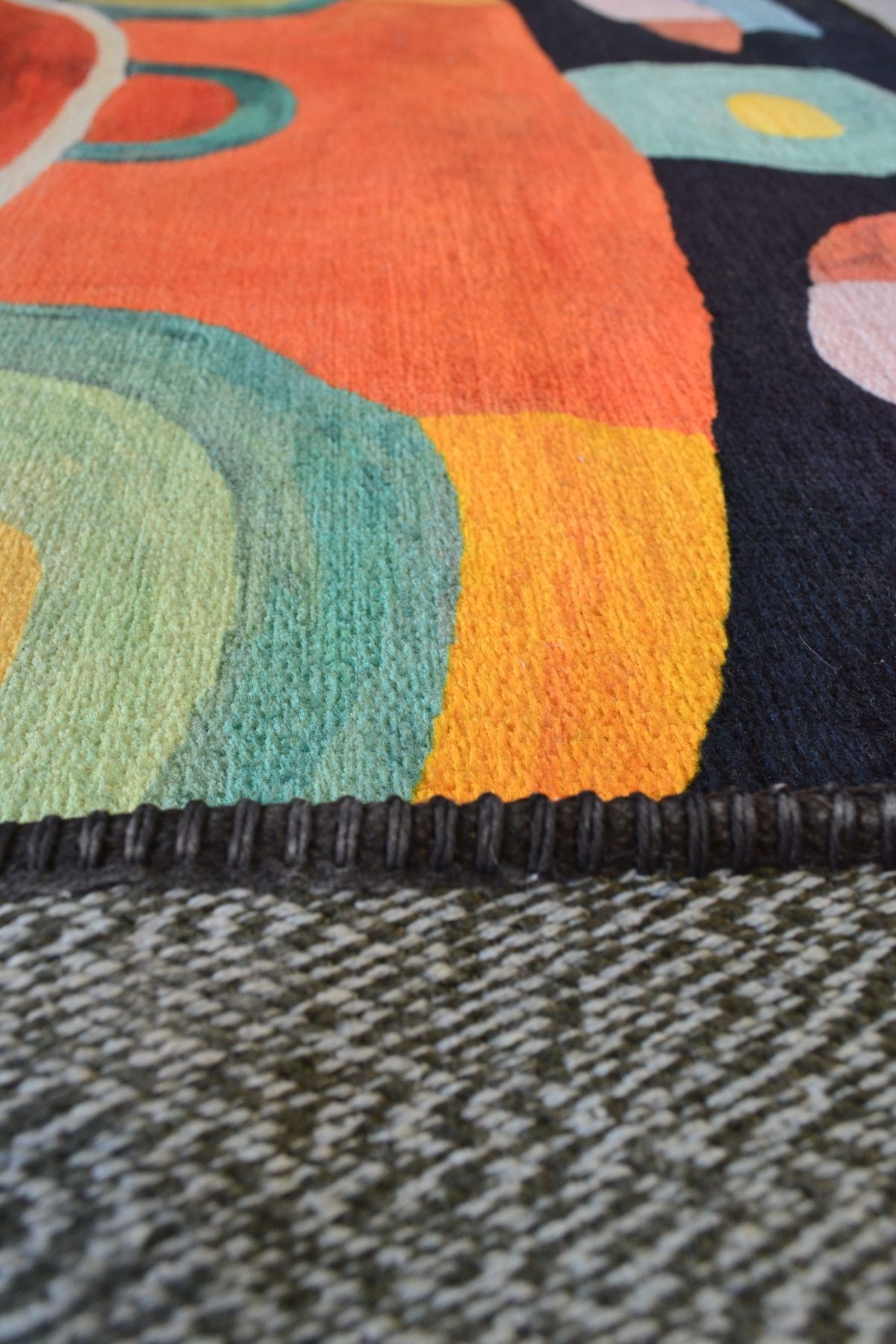 Nora Art Soyut Desen Çok Renkli Dokuma Taban Modern Dekoratif Halı noraart33