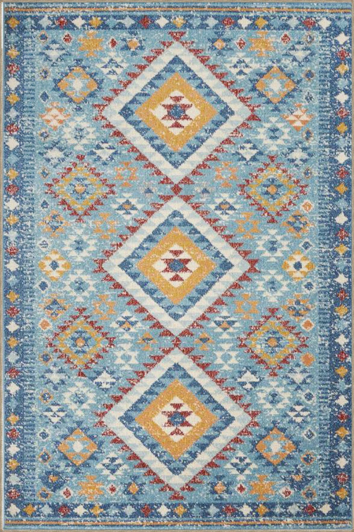 Çapraz Baklavalı Desenli Dokuma Taban ve Dekoratif Halı miravip629