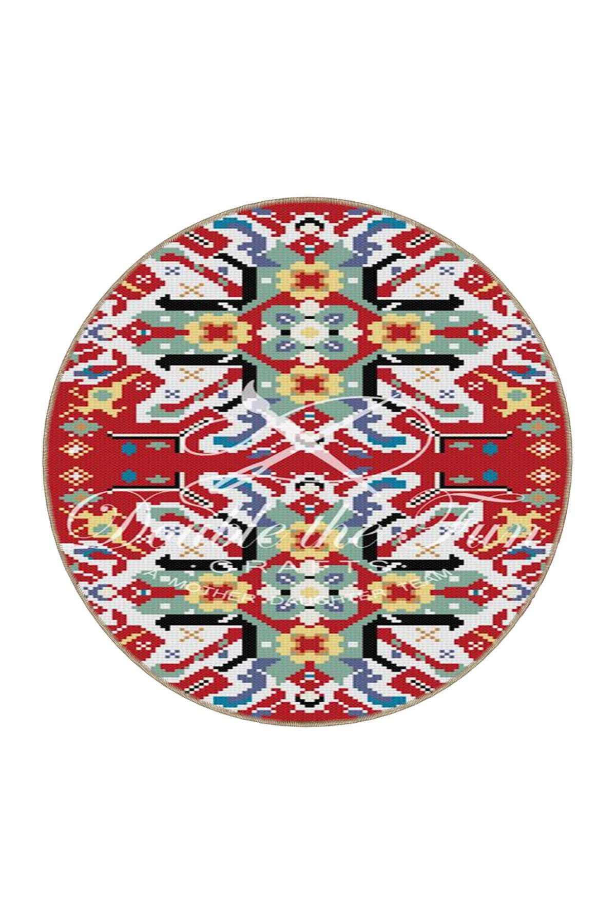 Kırmızı Geleneksel Geometrik Dokuma Dekoratif Halı 4142