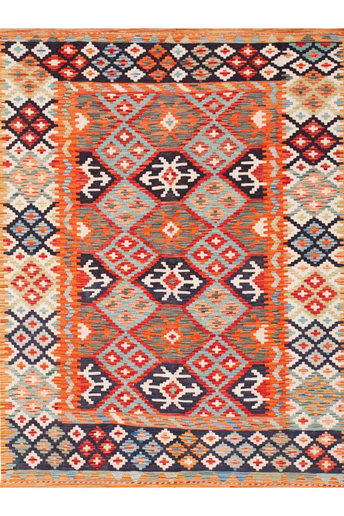 Güney Koleksiyonu Çok Renkli Geleneksel Motifler ve Etnik Desenli Vintage Dekoratif Halı 44