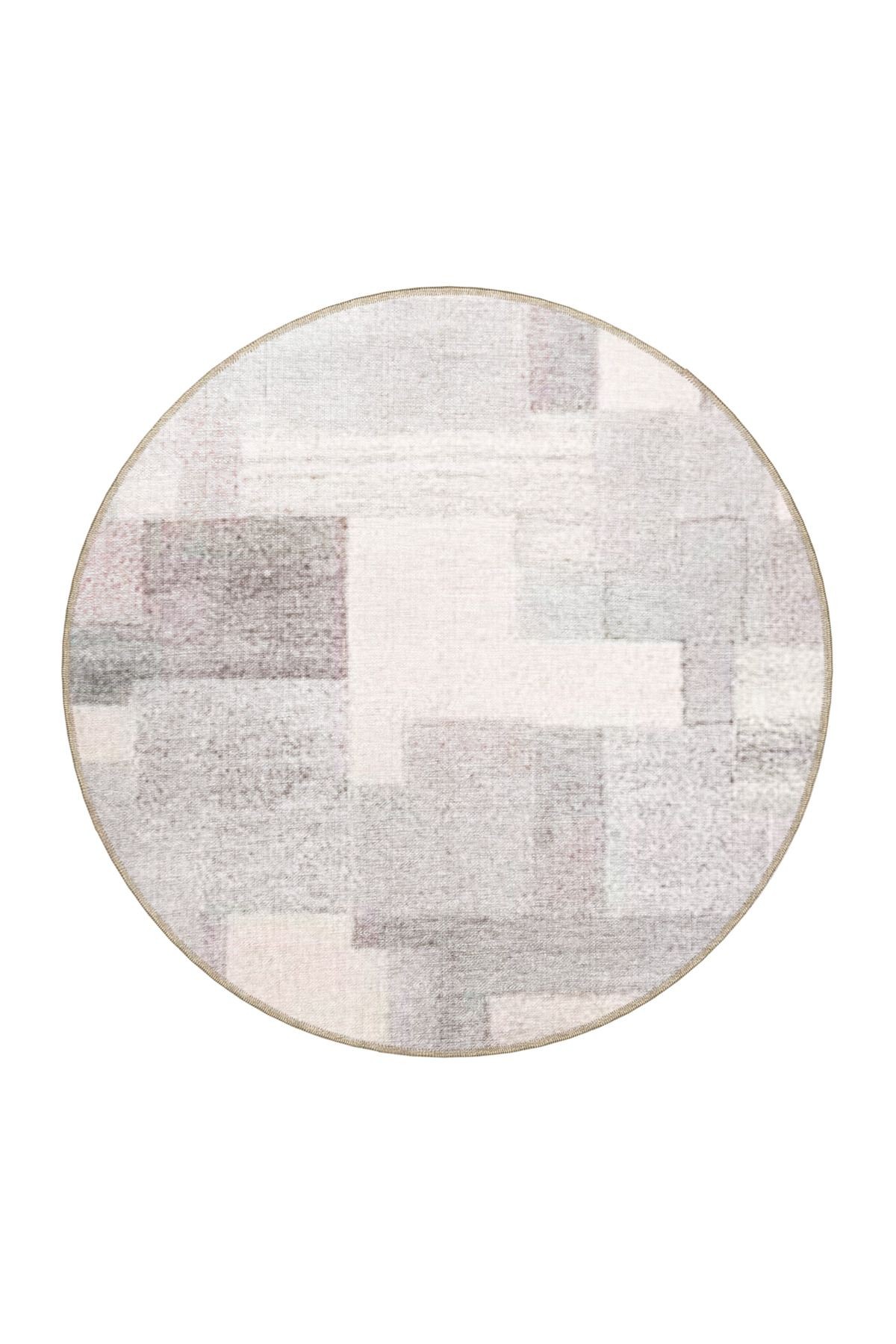 Gri Bej Temalı Soyut Abstract Desenli Kreatif Modern Dekoratif Halı 3171