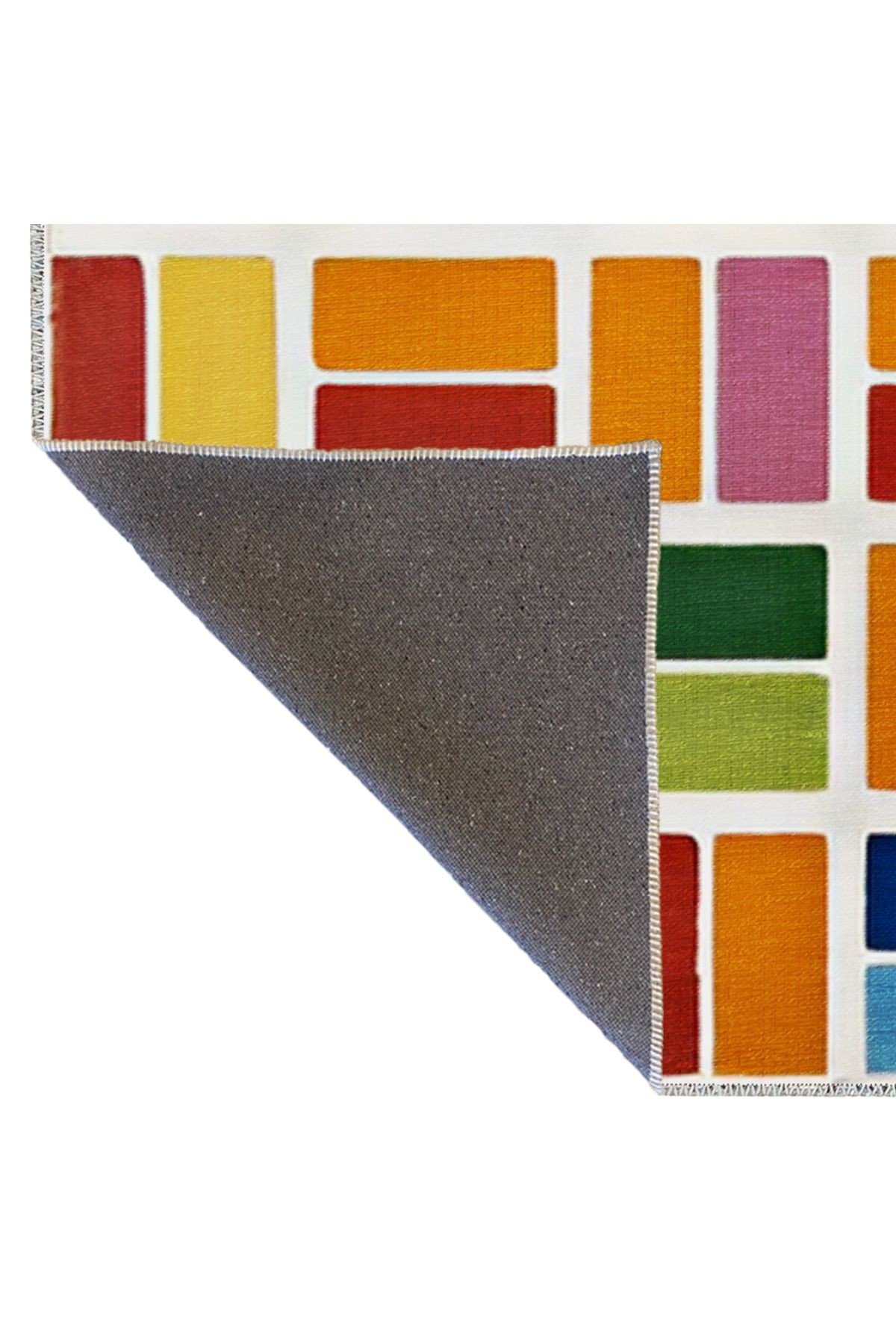 Çok Renkli Ayrık Geometrik Kare Şekil Desenli Kreatif Modern Dekoratif Halı 2013