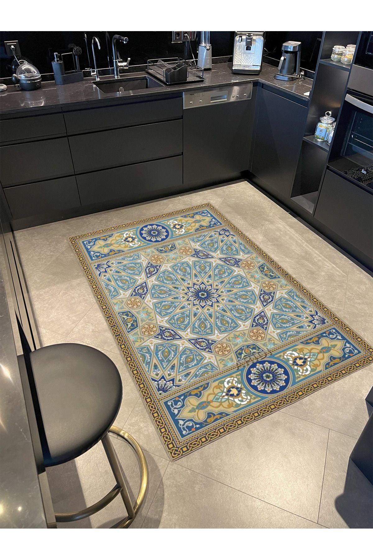 Etnik Desenli Geometrik Modern Dekoratif Halı miravip298