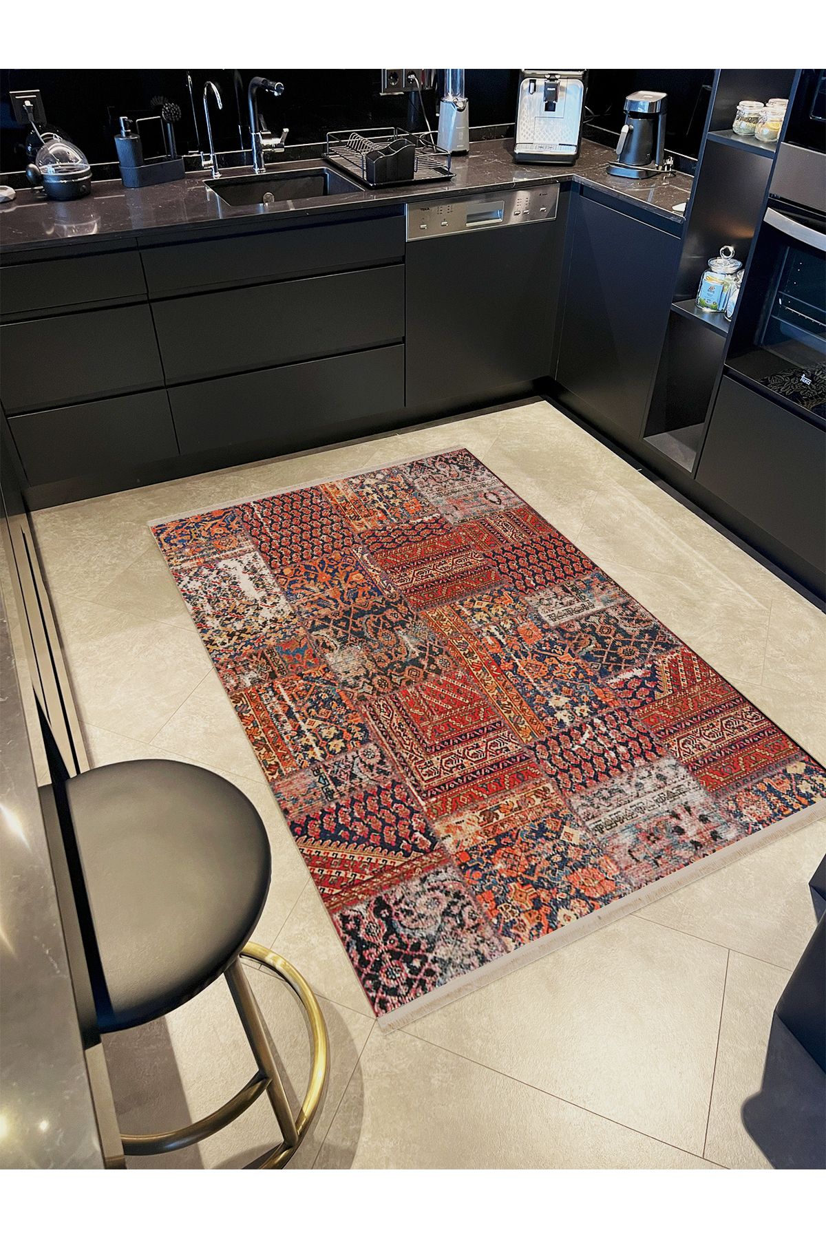 Kuzey Koleksiyonu Eskitme Görünümlü Etnik Desenli Dokuma Taban Dekoratif Halı kuzey42