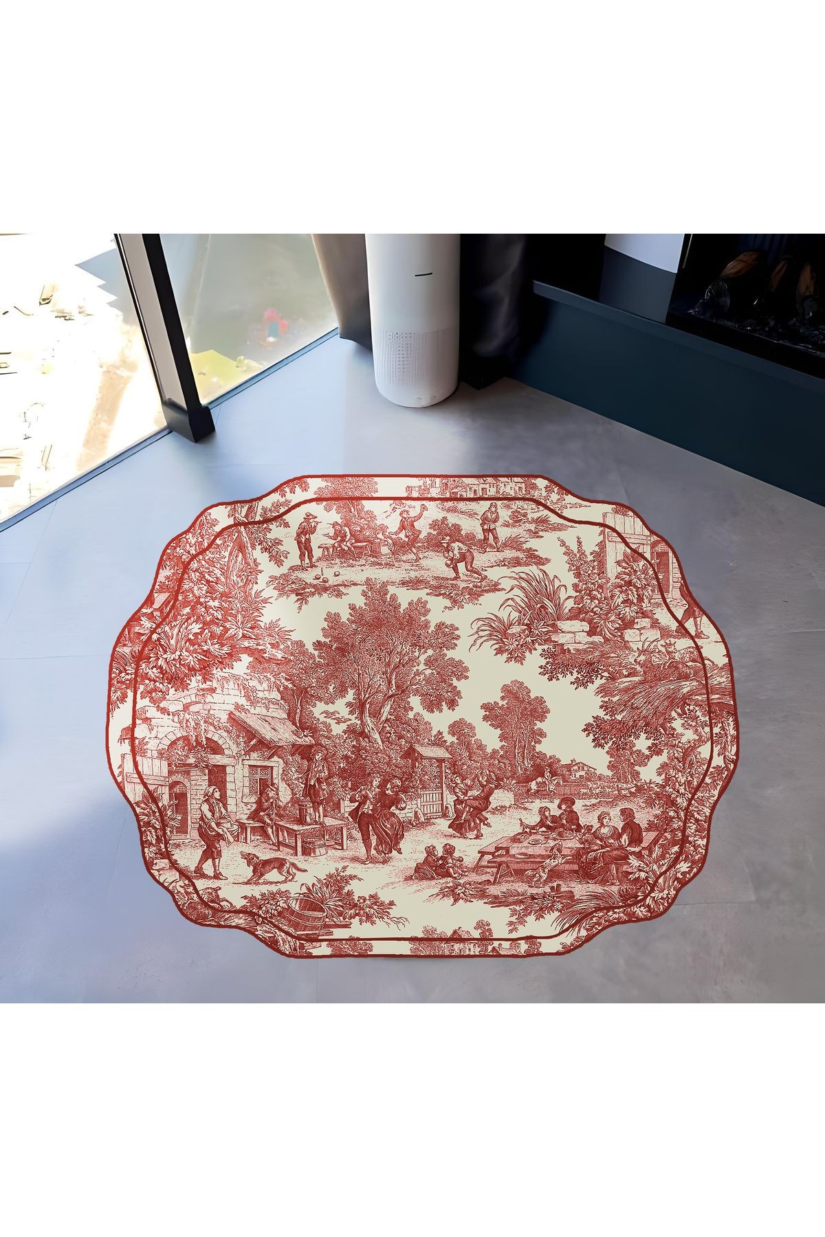 Série Vintage Rouge Beige Kırmızı Bej Desenli  Dokuma Taban Dekoratif Halı vintage03