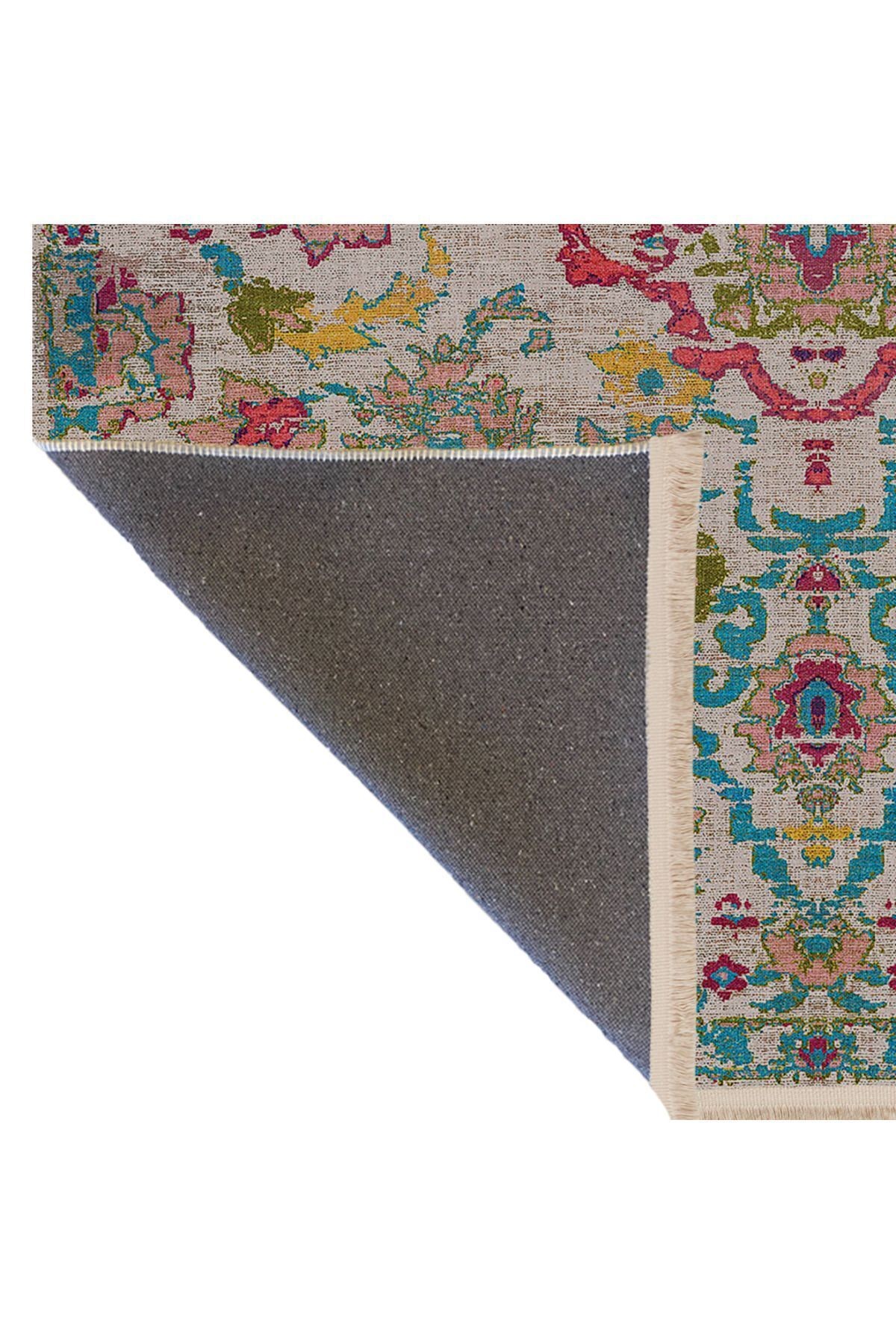 Mira Çok Renkli Geleneksel Motif Etnik Desenli Vintage Dekoratif Halı Mira 1585