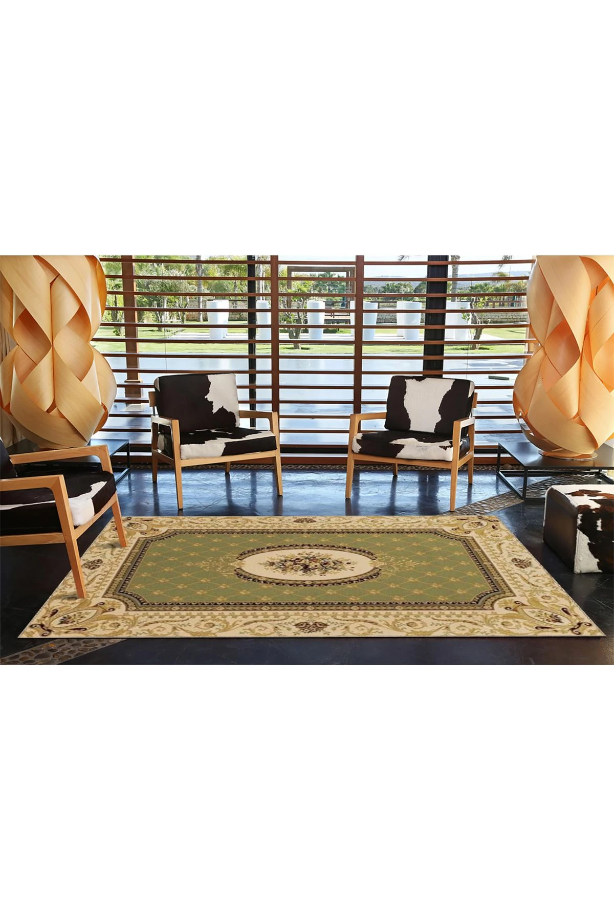 Geometrik Kahverengi Renklerde Modern Dekoratif Halı miravip184