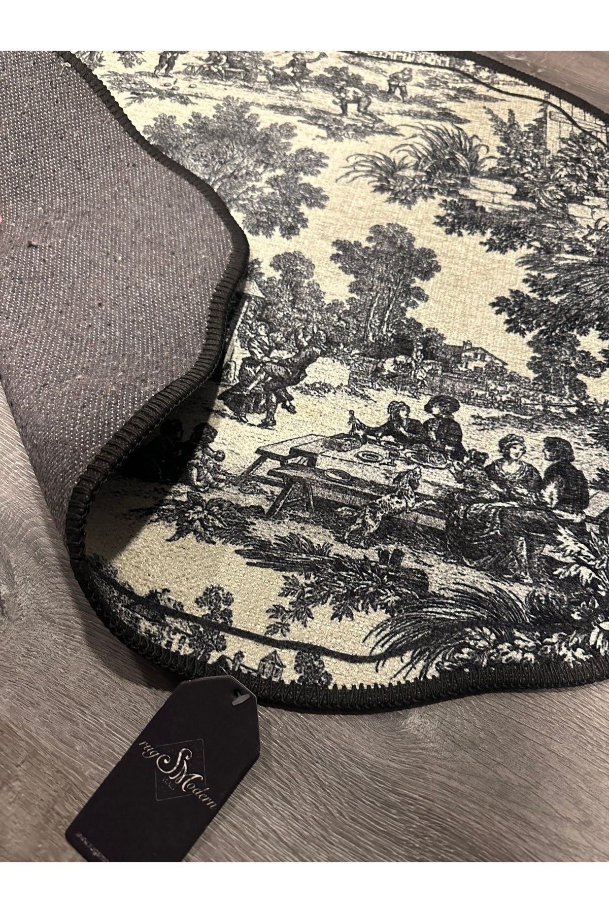 Série Vintage Noir Beige Siyah Bej Desenli  Dokuma Taban Dekoratif Halı vintage01