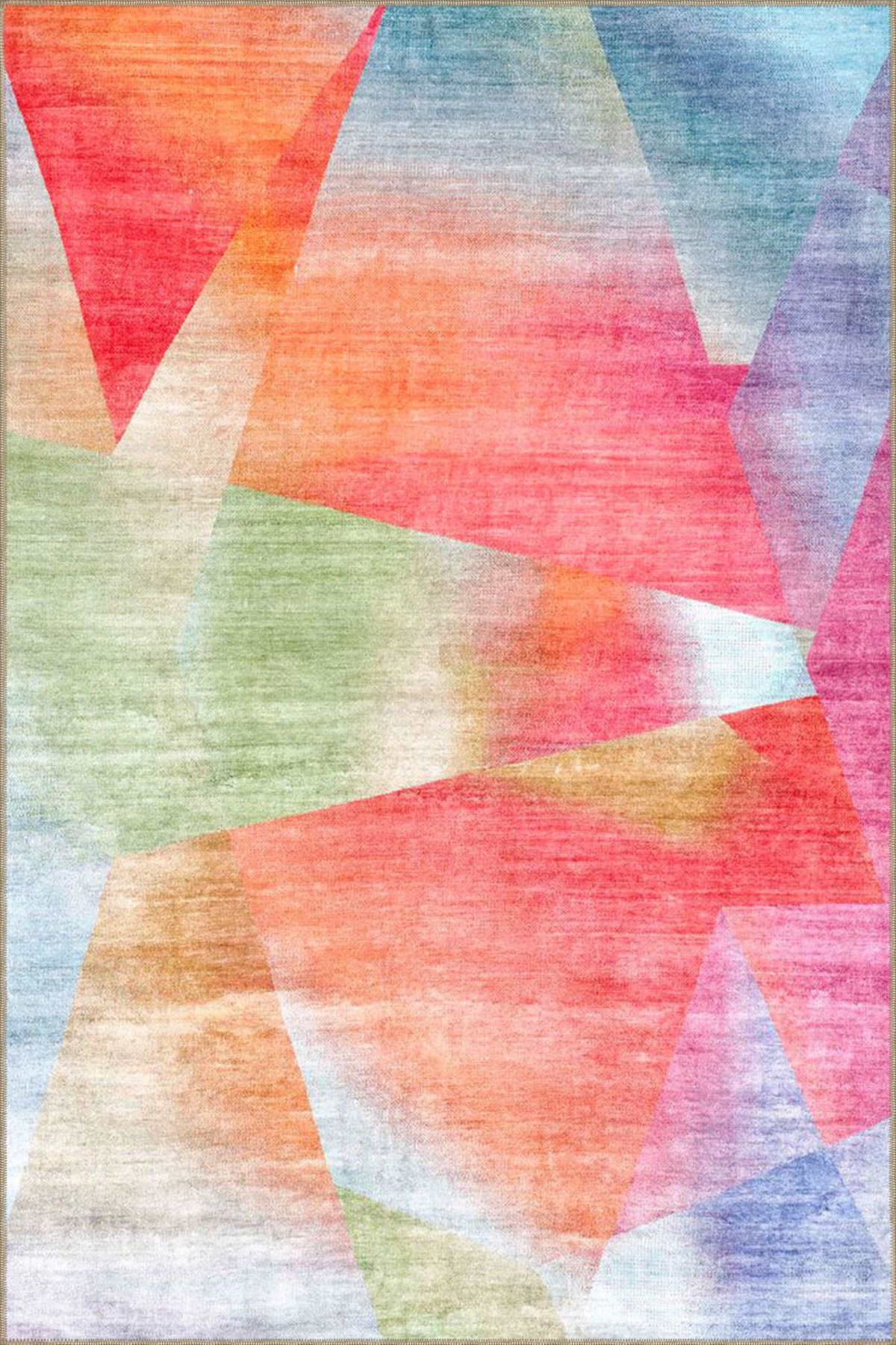 Karışık Renkli Üçgen Pastelli Desenli Dokuma Taban miravip666