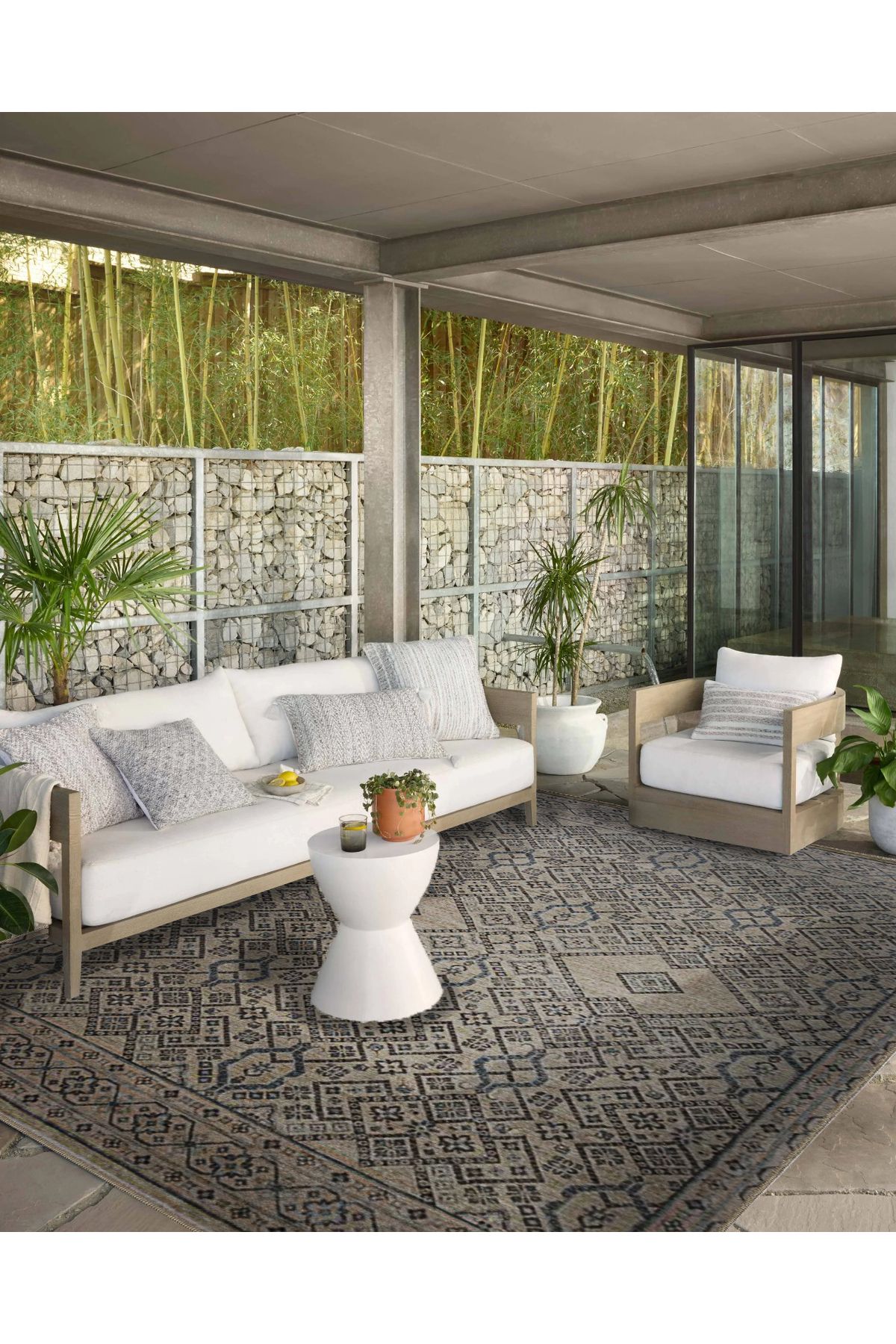 Gri Temalı Geleneksel Motif Desenli Vintage Dekoratif Halı 5242