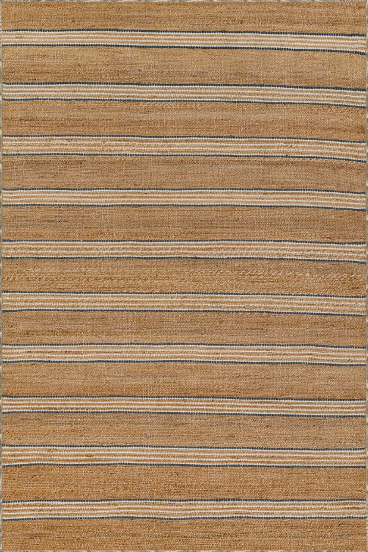 Kahverengi Düz Kalın Çizgili Motifli Dekoratif Halı ve Yıkanabilir Halı miravip9640