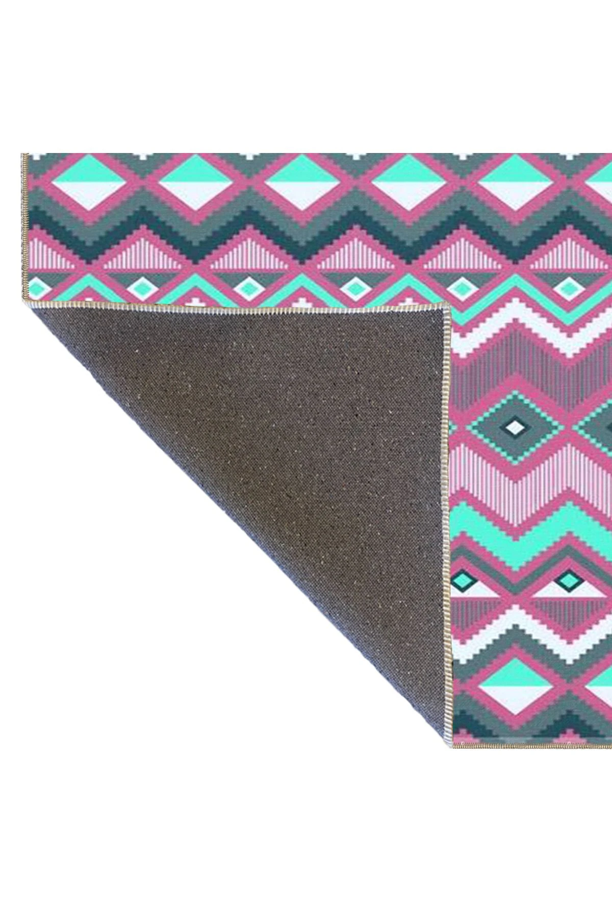 Pembe Temalı Zik Zak Geometrik Desenli Modern Dekoratif Halı 4690