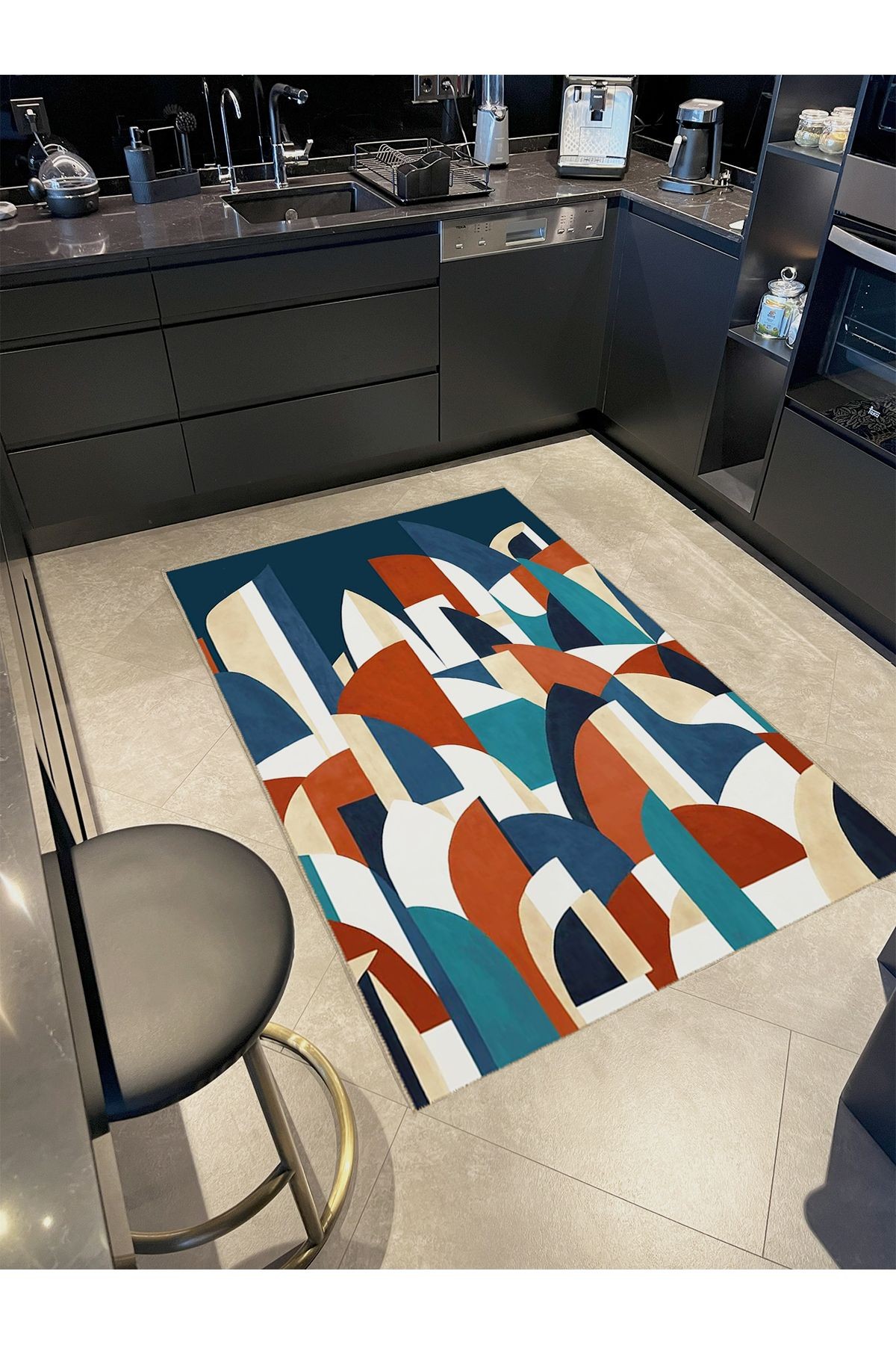 Seda Koleksiyonu Çok Renkli Soyut Desenli Dokuma Taban Modern Dekoratif Halı seda15