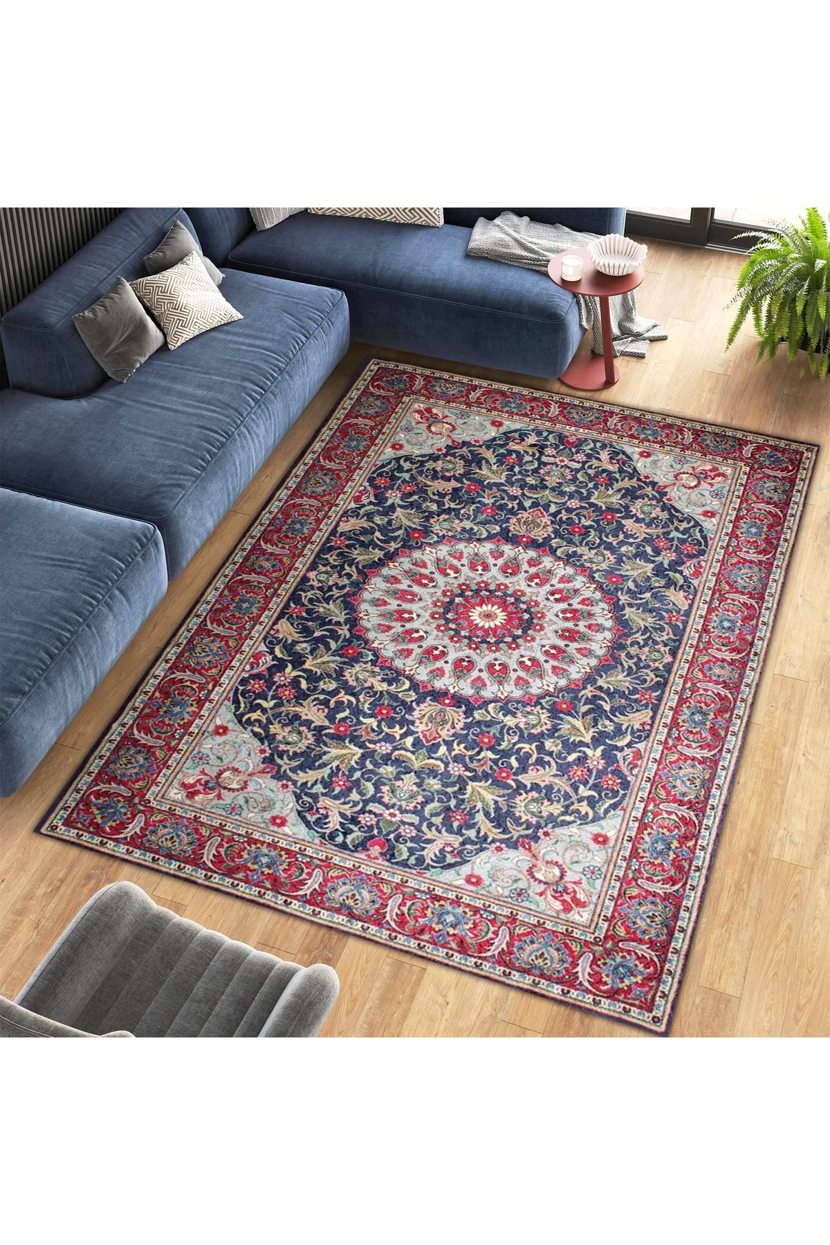 Cansu Koleksiyonu Çok Renkli Desenli Dokuma Taban Modern Dekoratif Halı cansu40