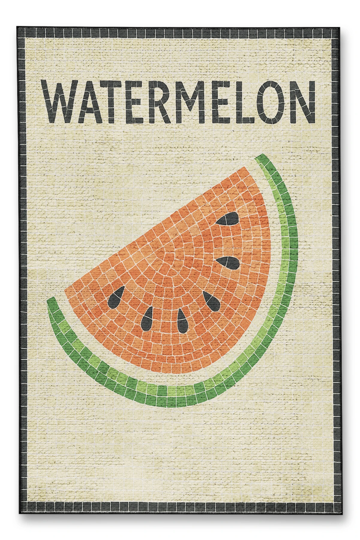MOSSO Watermelon Yazılı Desen Dokuma Taban Vintage Dekoratif Halımosso994