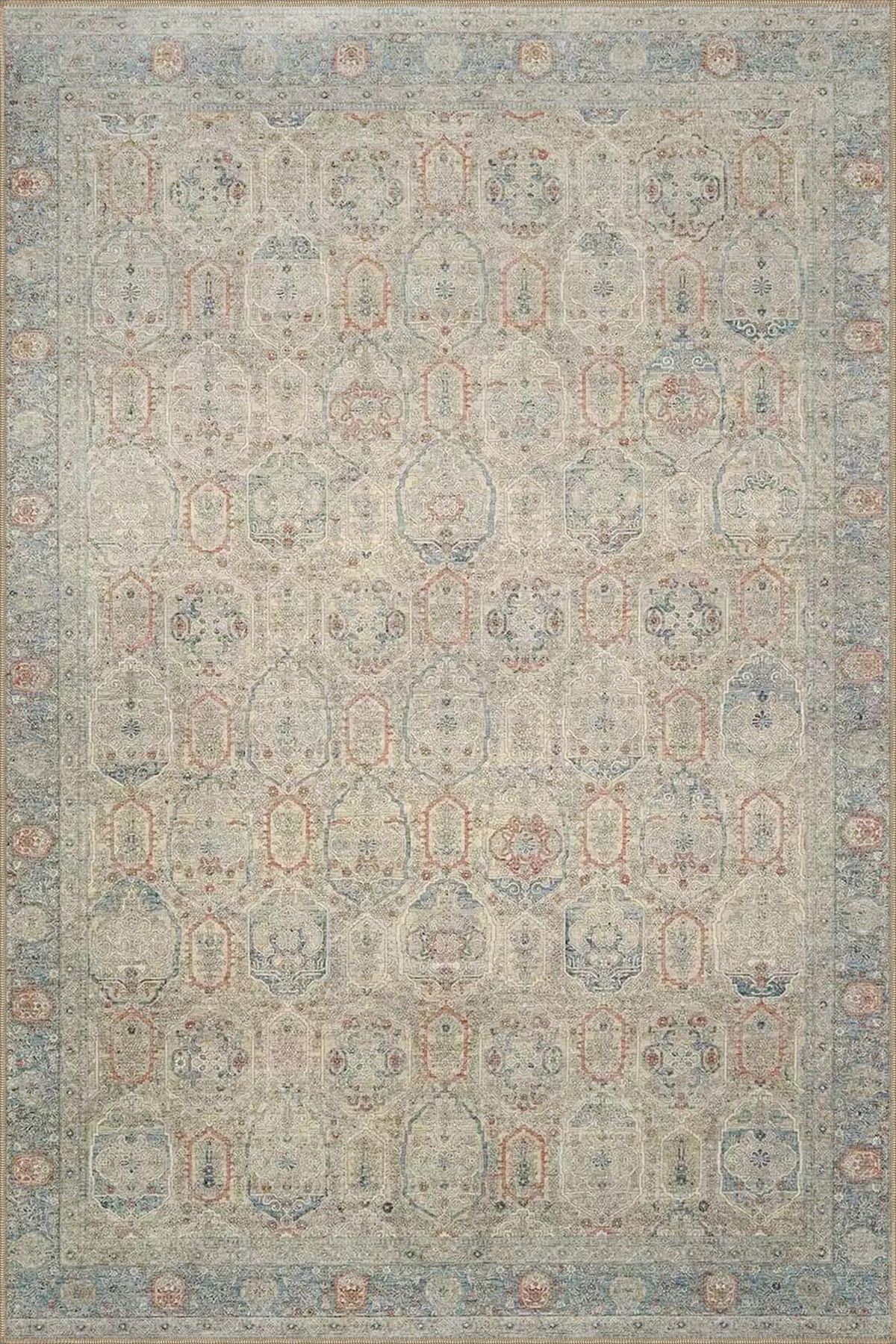 Krem Baklavalı Modern Desenli Dekoratif Halı miravip938