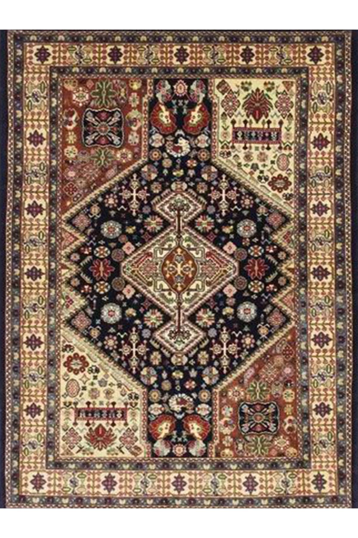 Alya Koleksiyonu Kahverengi Bej Etnik Desenli Dokuma Taban Dekoratif Halı alya51