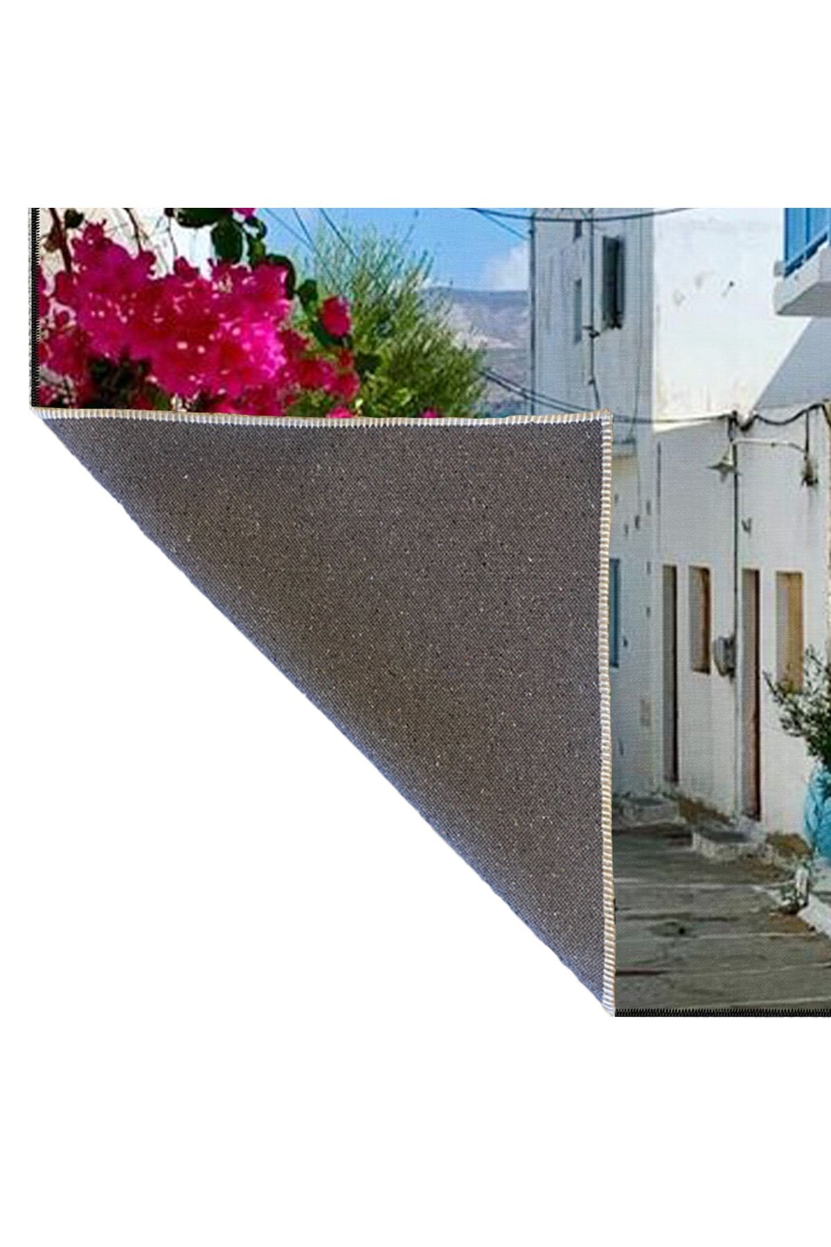 Alaçatı Deniz Manzaralı Desenli Yıkanabilir Halı miravip8234