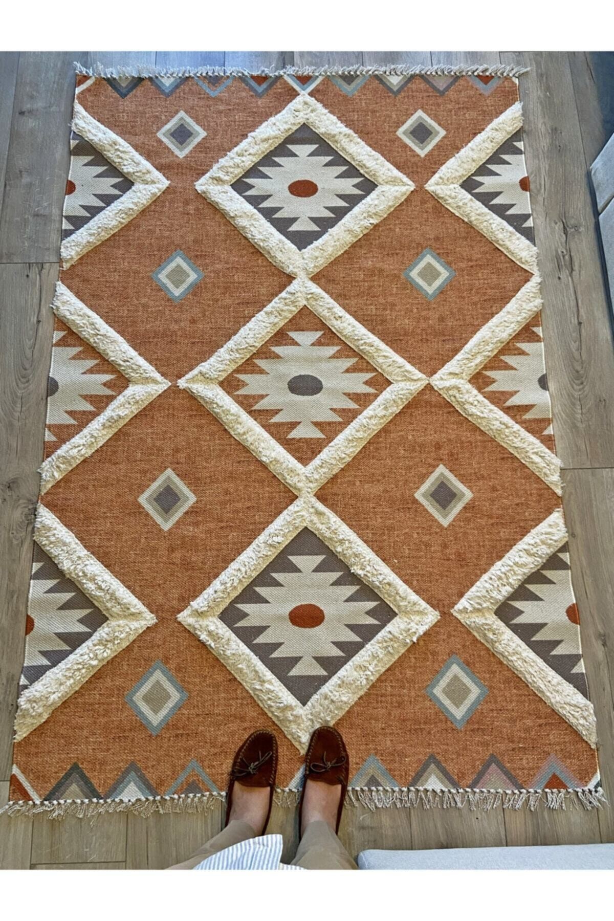 Rustik 4017 Pastel Geometrik Desen Kilim
