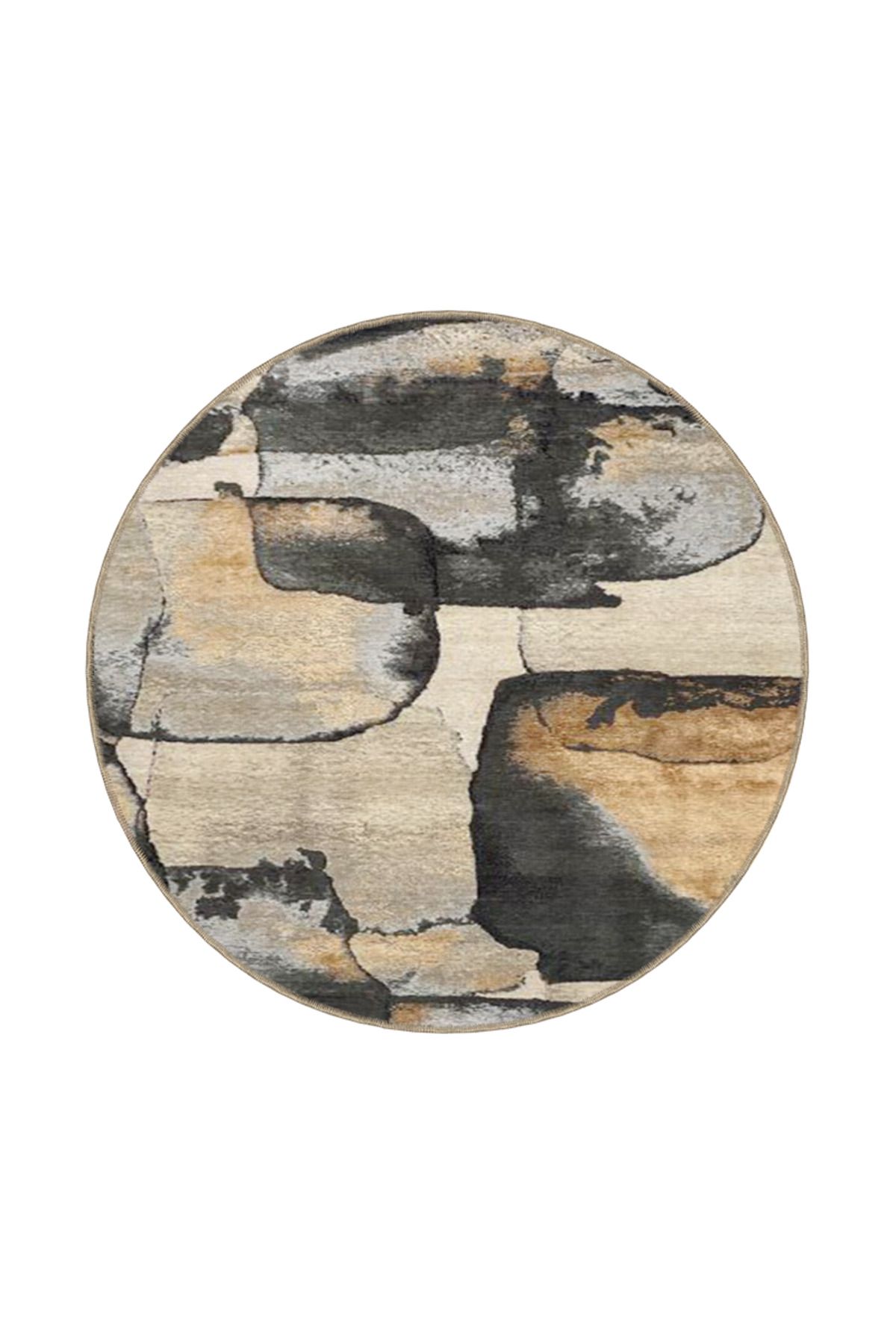 Gri Temalı ve Pastel Boyalı Desenli Dekoratif Halı miravip445