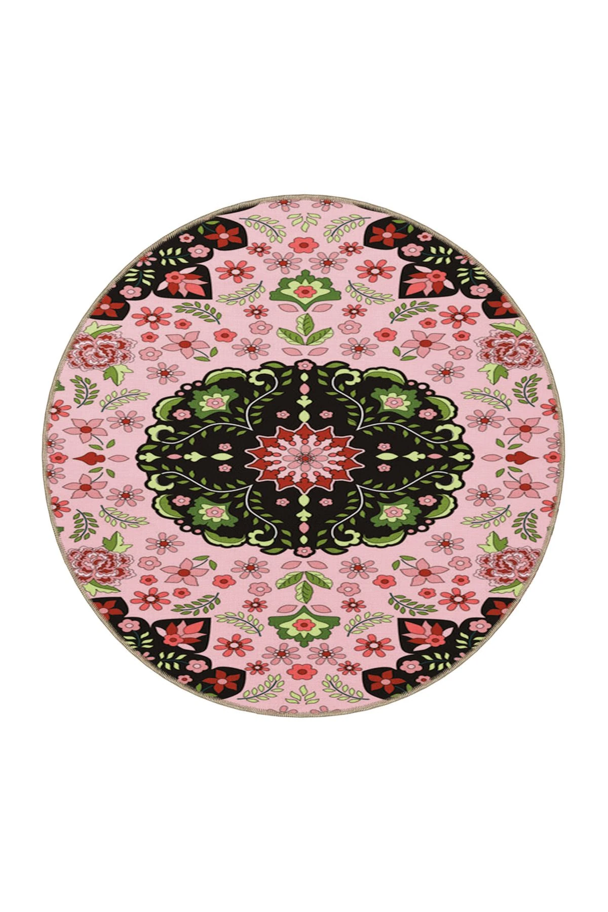 Pembe Geometrik Floral Modern Dekoratif Halı miravip149