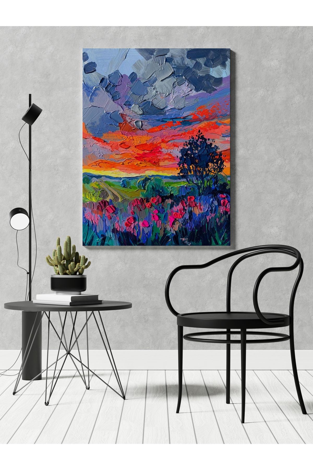 Kanvas Tablo Pastel Boyalı Gün Batımı Desenli Modern Tablo