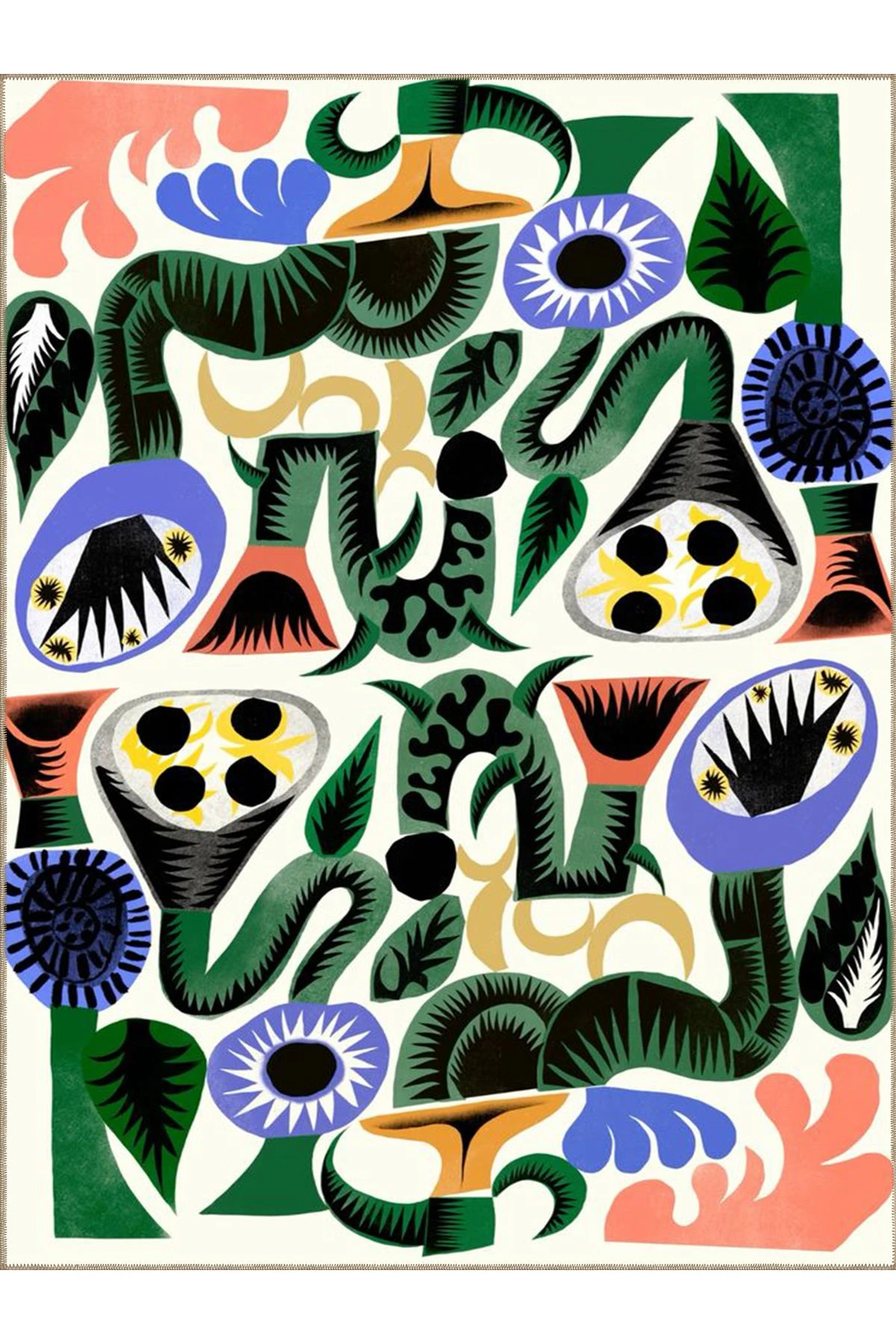 Buse Koleksiyonu Çok Renkli Soyut Şekiller Desenli Dokuma Taban Modern Dekoratif Halı buse13