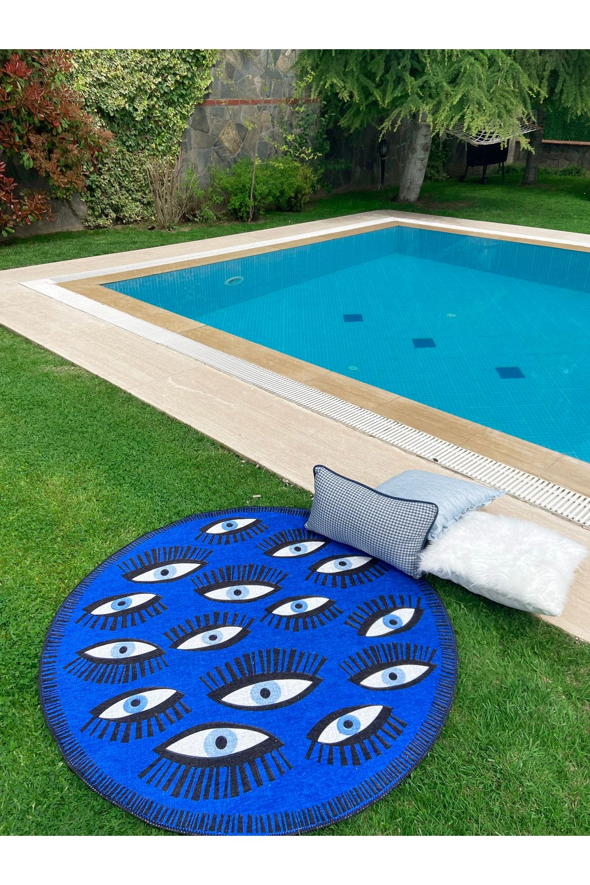 Mira 861 Parlament Mavi Göz Figürlü Modern Halı