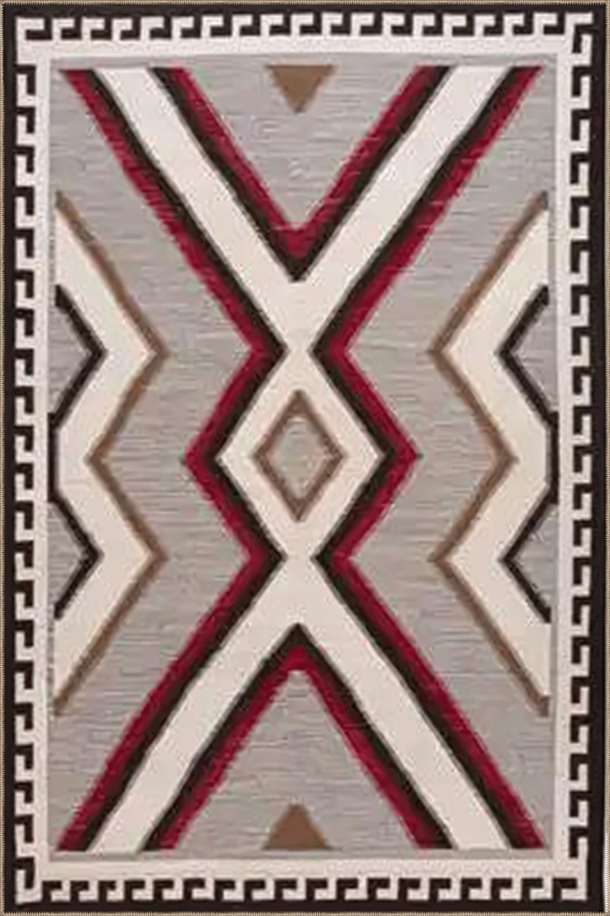 Gri Temalı Karma Geometrik Desenli Vintage Dekoratif Halı 3520