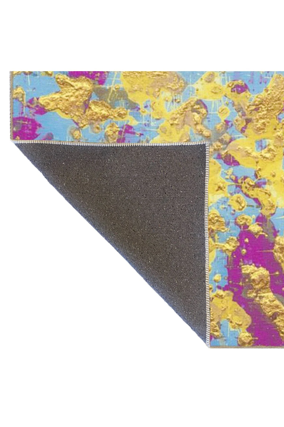 Sarı Mor Boyalı Dokuma Taban Yıkanabilir Halı miravip8909