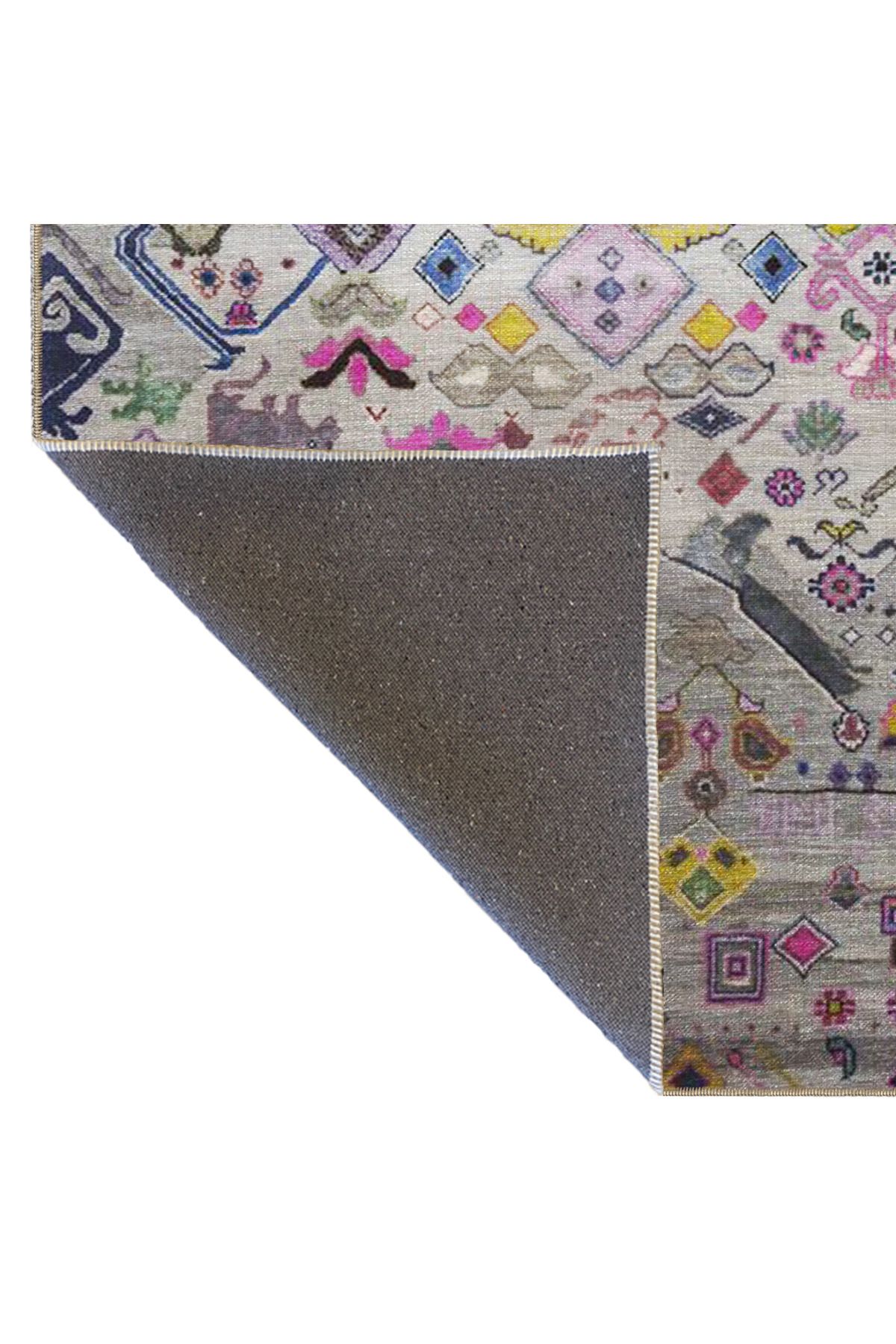 Gri Tonlarda Geleneksel Desenli Dokuma Taban Halı 4050