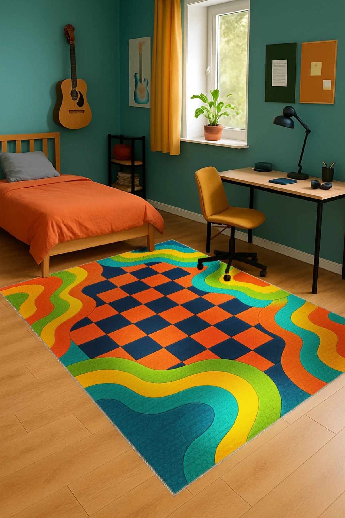 MOSSO Çiçek Motifli Desen Dokuma Taban Vintage Dekoratif Halımosso914