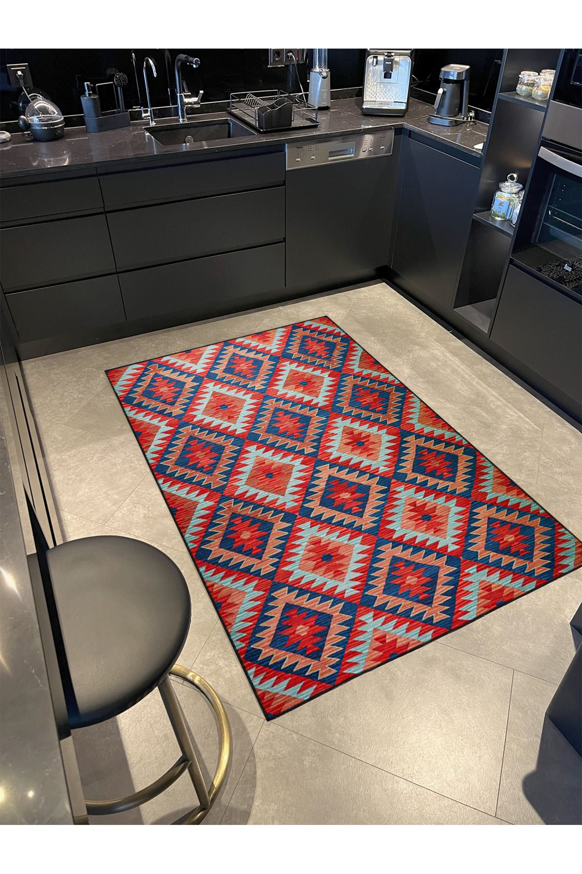 Pembe Baklava Desenli Geometrik Modern Dekoratif Halı 4443