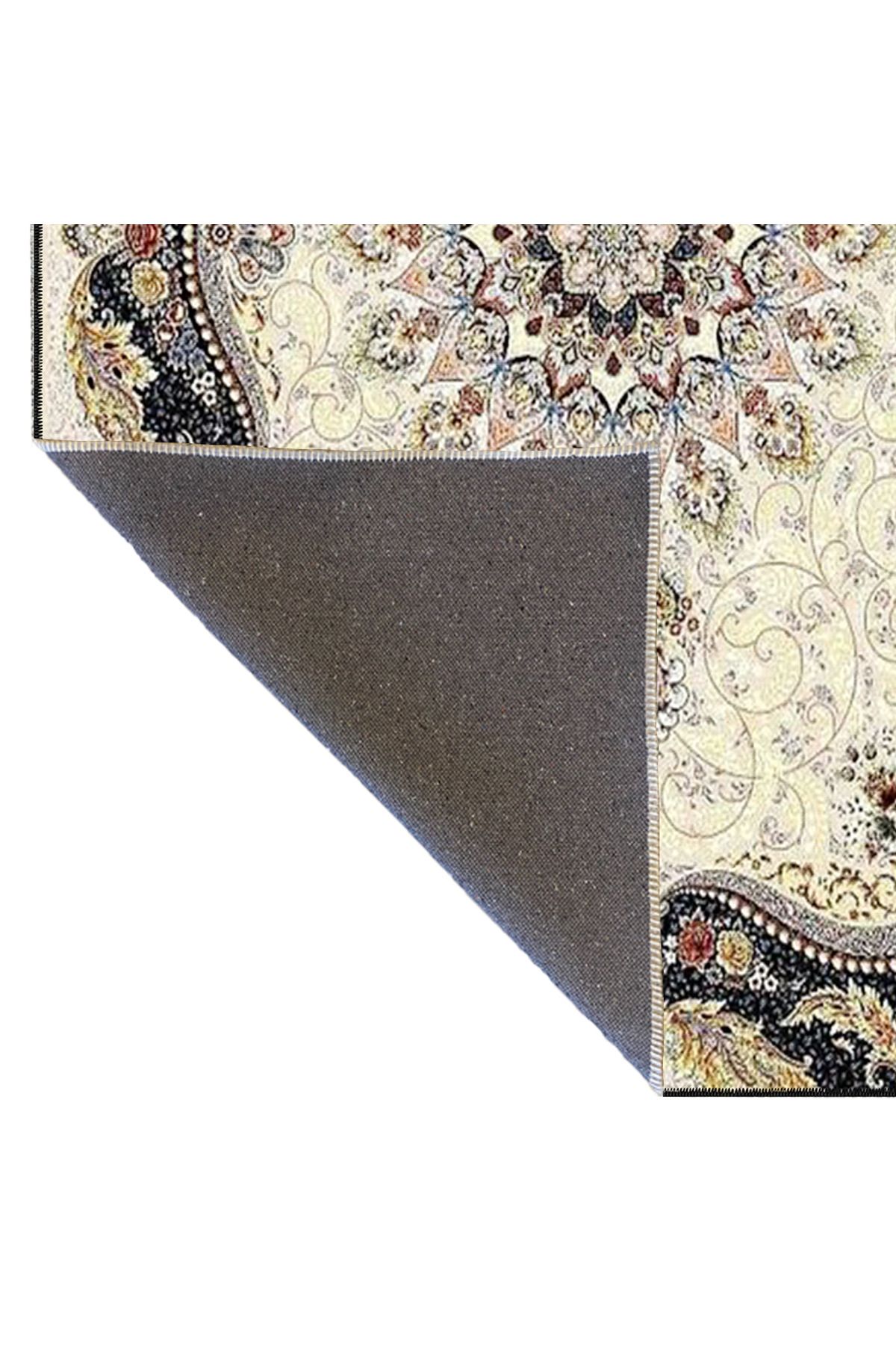 Krem Geleneksel Renkli Desenli Modern Desenli Dokuma Taban ve Dekoratif Yıkanabilir Halı miravip8641