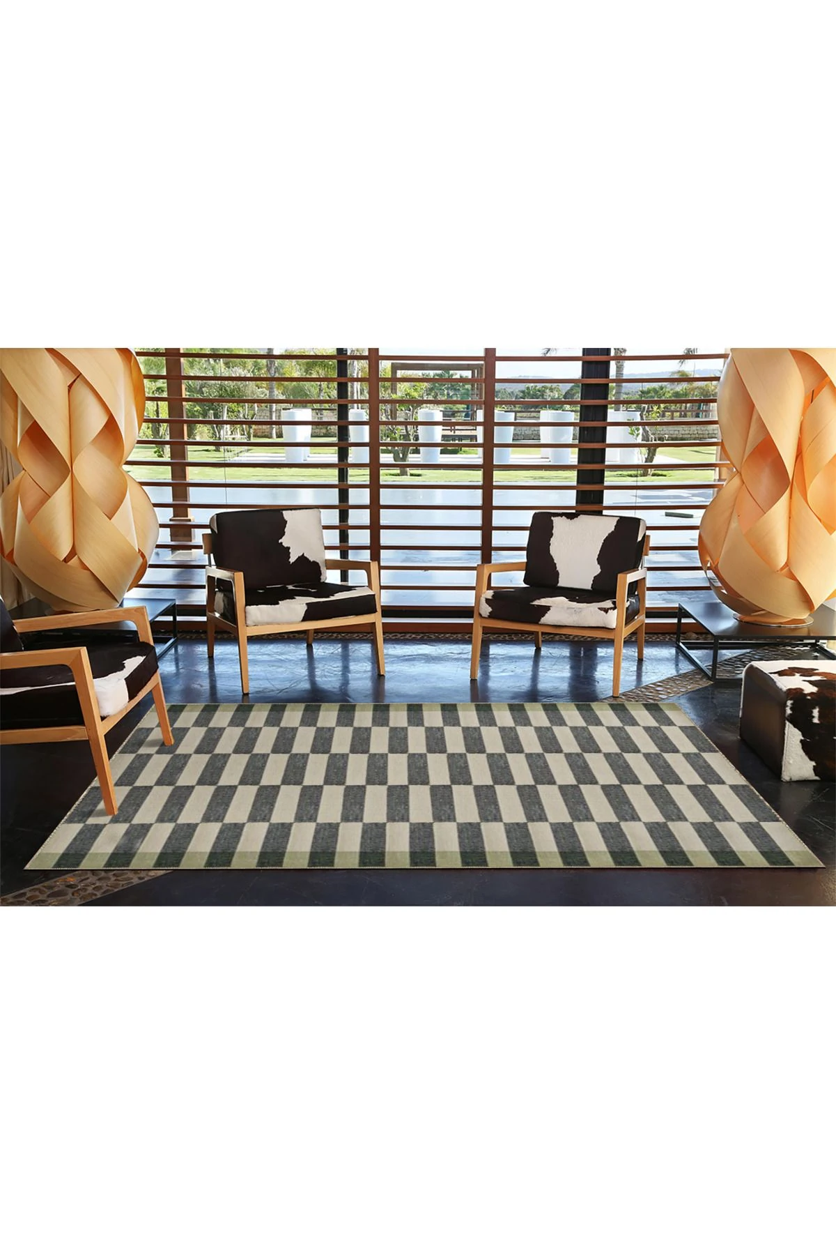 Gri ve Siyah Geometrik Kreatif Dokuma Taban Halı 4174