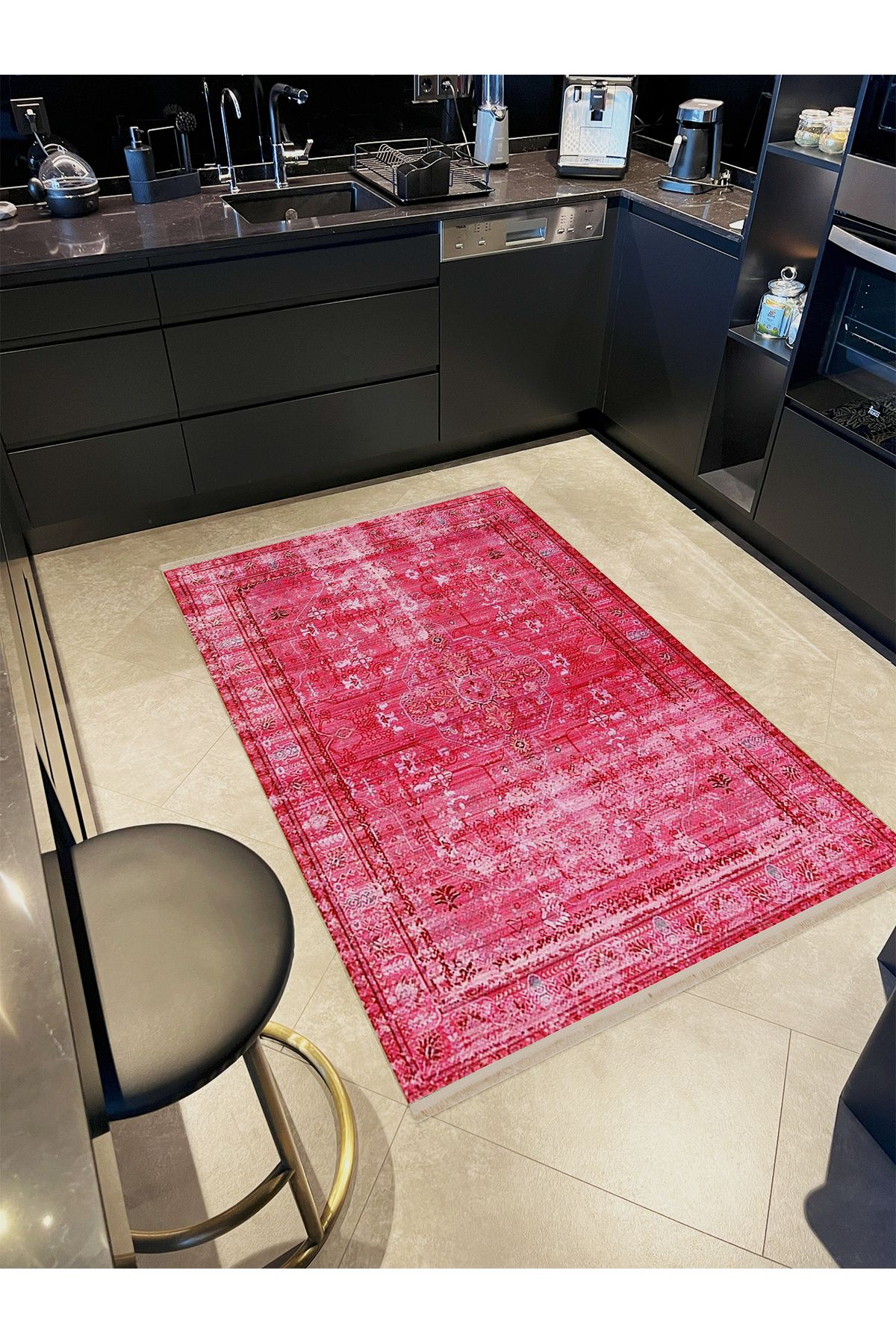 Güney Koleksiyonu Pembe Temalı Geleneksel Desenli Vintage Dekoratif Halı 11