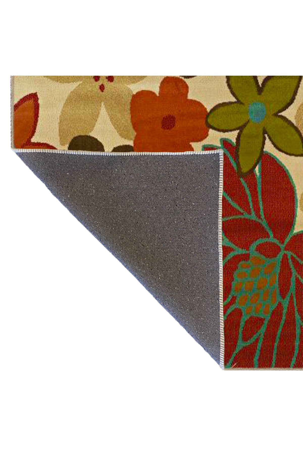 Krem Temalı FLORAL Dokuma Taban Halı ve Yıkanabilir Halı miravip9853