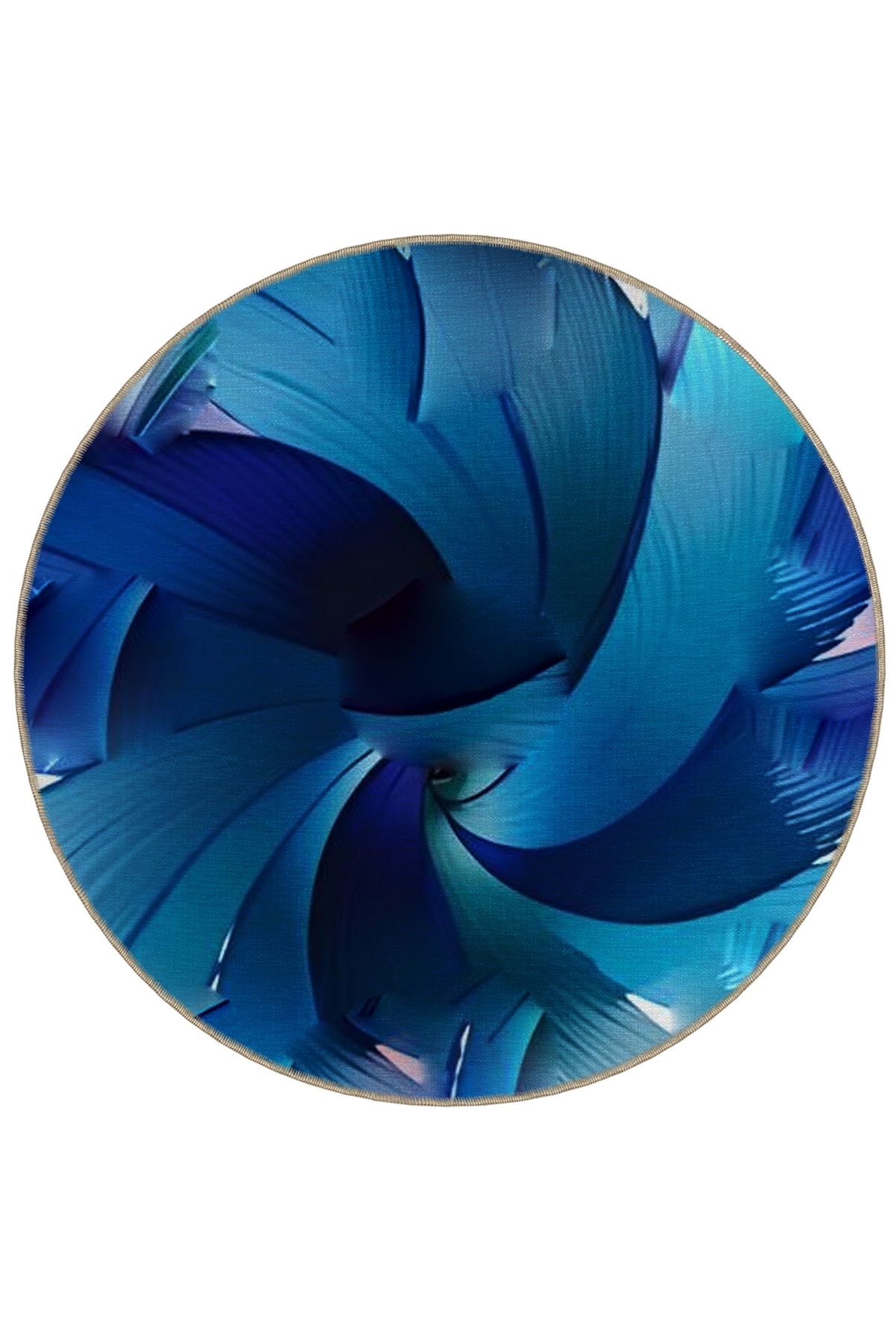 Shape Koleksiyonu Yuvarlak Mavi Soyut  Desenli Dokuma Taban Halı shape64